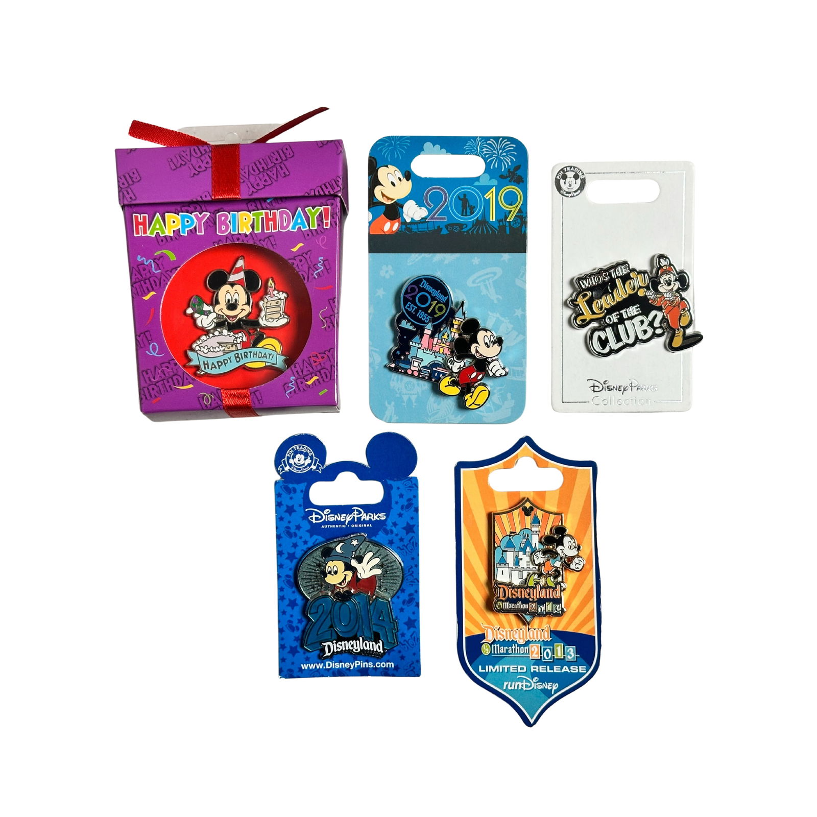 Disneyland Mickey Mouse Assorted Pin Lot Of 5 Happy Birthday (1 of 4)
