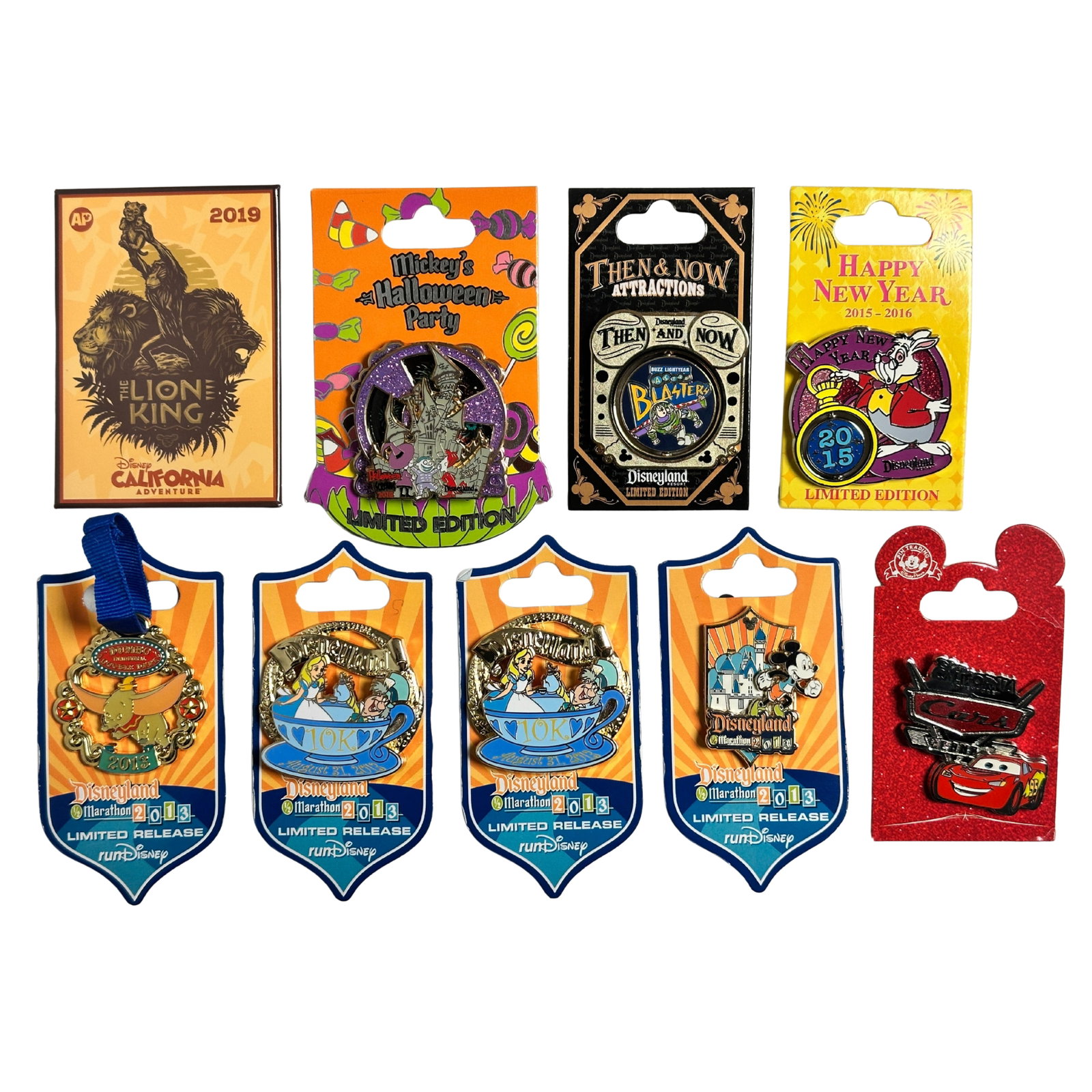 Disneyland Assorted Pin Lot Of 9 Marathon 2013 MIckeys Halloween Party: Disneyland Assorted Pin Lot Of 9 Marathon 2013 MIckeys Halloween Party. These feature Mickey, Dumbo, Alice, Lightening McQueen, and the White Rabbit.*******FREE SHIPPING*******