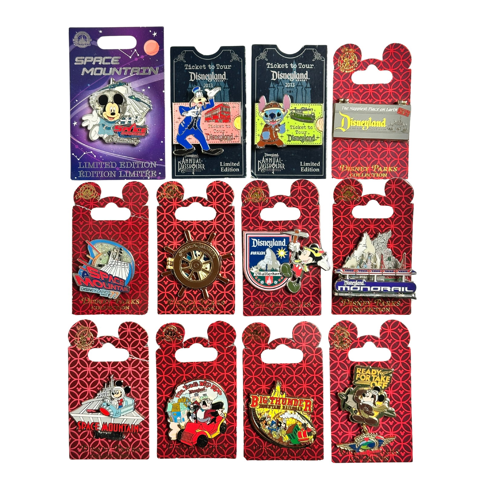 Disney Parks Assorted Attraction Ride Pin Lot Of 12 (1 of 3)
