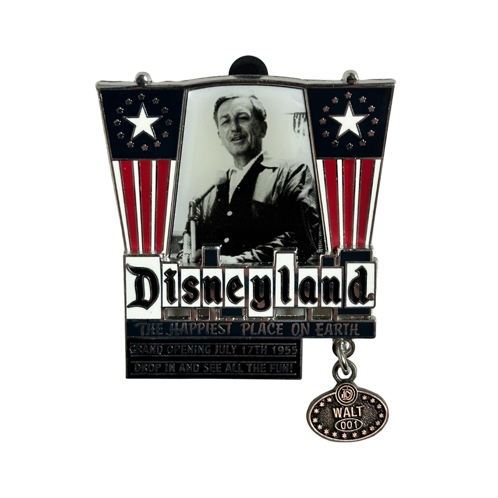 WDW Walt Disney Originals Disneyland Grand Opening Day Walt Portrait Pin: A WDW Walt Disney Originals Disneyland Grand Opening Day Walt Portrait Pin. This piece features a photo of Walt Disney on the opening day Of Disneyland.*****FREE SHIPPING********SELECT BUYER ARRANGED 