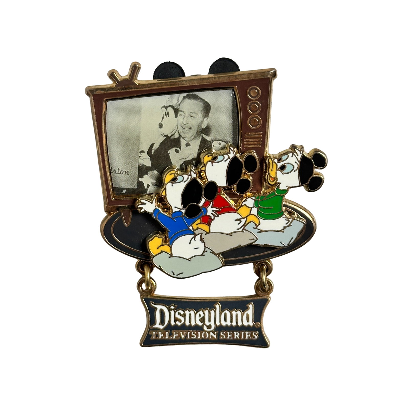 Disney Huey, Dewey, & Louie TV Walt Disney Portrait Pin: A Disney Huey, Dewey, & Louie TV Walt Disney Portrait Pin. This piece features Huey, Dewey, & Louie watching Walt on Tv.*****FREE SHIPPING********SELECT BUYER ARRANGED SHIPPING AT CHECKOUT*****