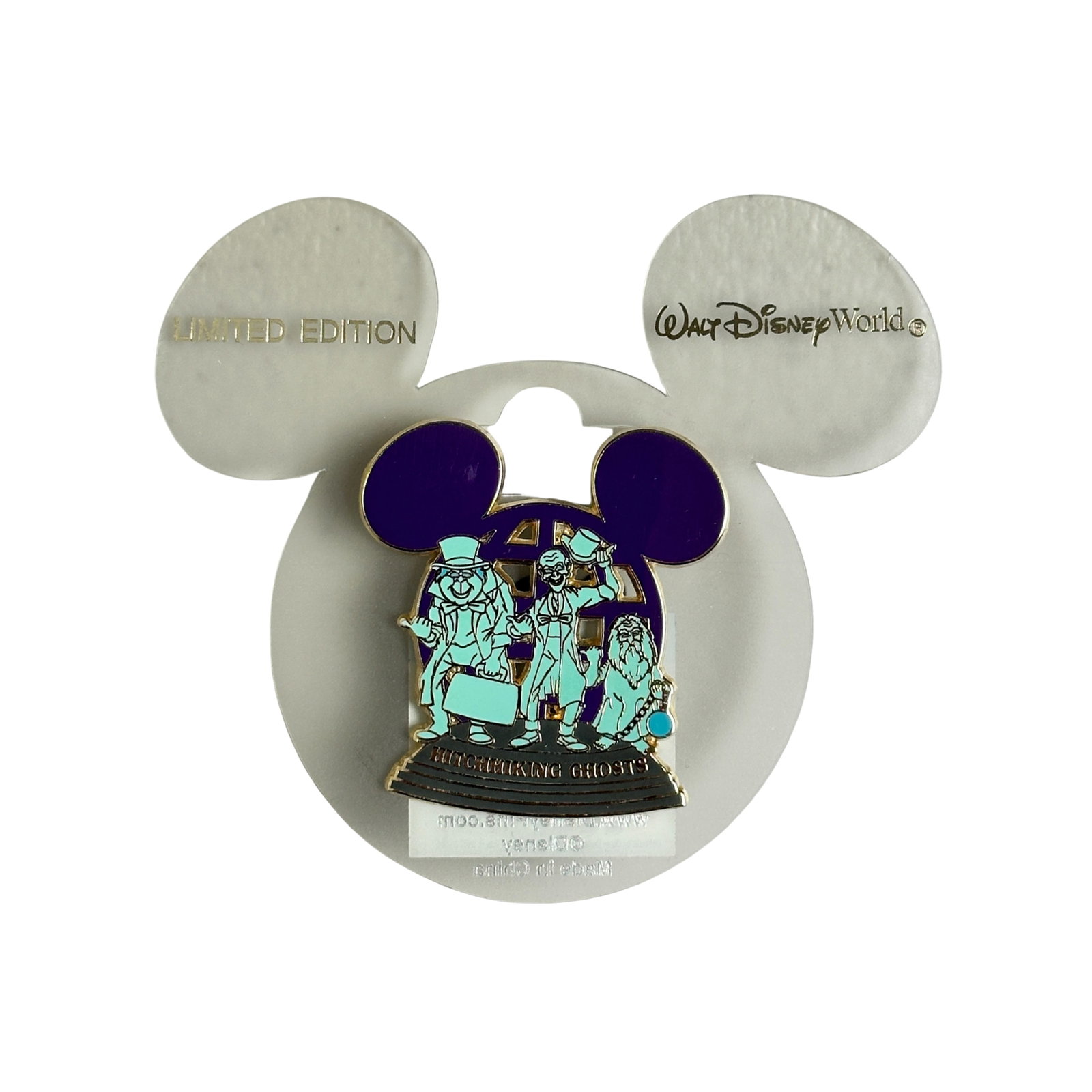 Walt Disney World Resort Mickey Ear Globe Haunted Mansion Hitchhiking Ghosts Pin: Walt Disney World Resort Mickey Ear Globe Haunted Mansion Hitchhiking Ghosts Pin. This piece features the Hitchhiking Ghosts Ezra, Phineas, & Gus, in front of a Mickey ear shaped Disney Globe.*****FRE