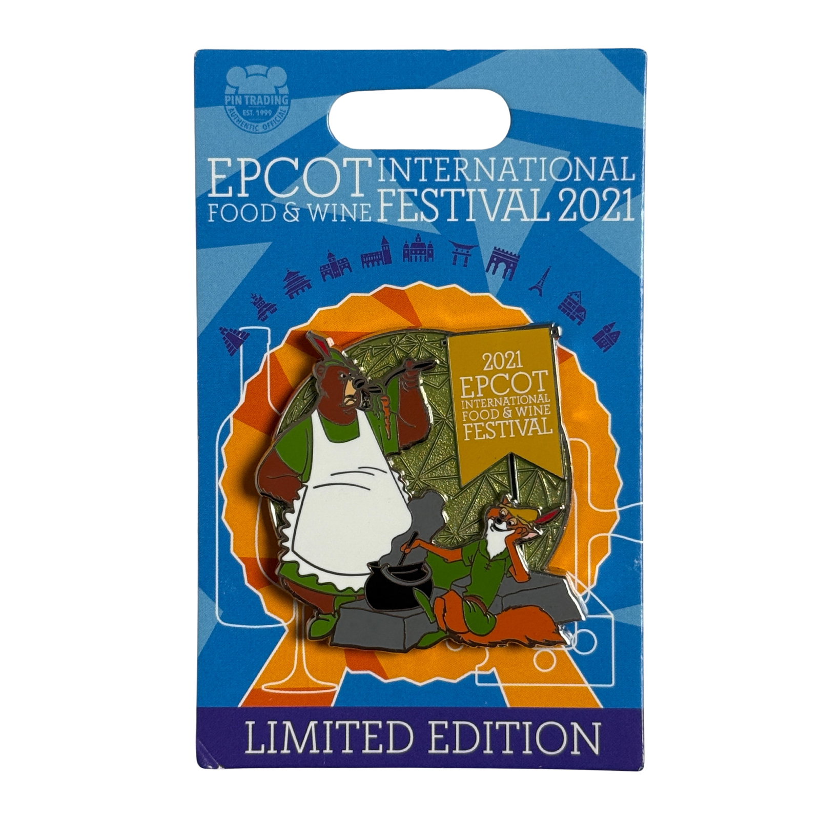 Disney Epocot Food & Wine Festival 2021 Robin Hood LE Pin: Disney Epocot Food & Wine Festival 2021 Robin Hood LE Pin. This piece features Robin Hood & Little John.*****FREE SHIPPING********SELECT BUYER ARRANGED SHIPPING AT CHECKOUT*****