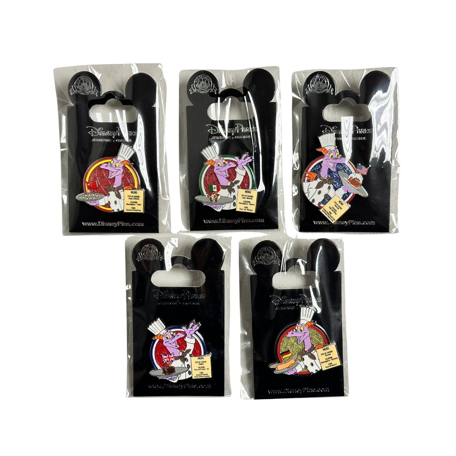 Disney Epcot International Food and Wine Festival Figment Mystery Pin Set Of 5: Disney Epcot International Food and Wine Festival Figment Mystery Pin Set Of 5. These feature Figment as a chef.*****FREE SHIPPING********SELECT BUYER ARRANGED SHIPPING AT CHECKOUT*****