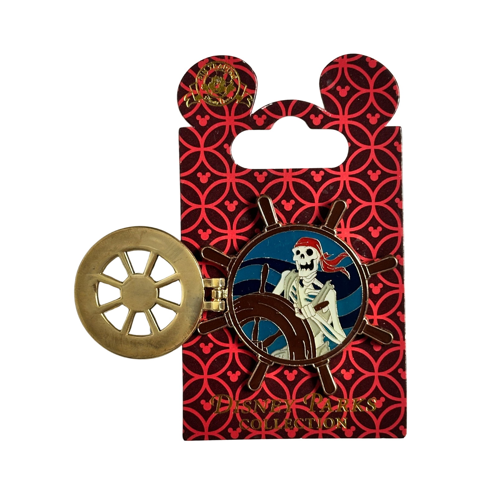 Disney Parks Pirates Of the Caribbean Skeleton Pin: Disney Parks Pirates Of the Caribbean Skeleton Pin. This features a Skeleton sailing a ship.