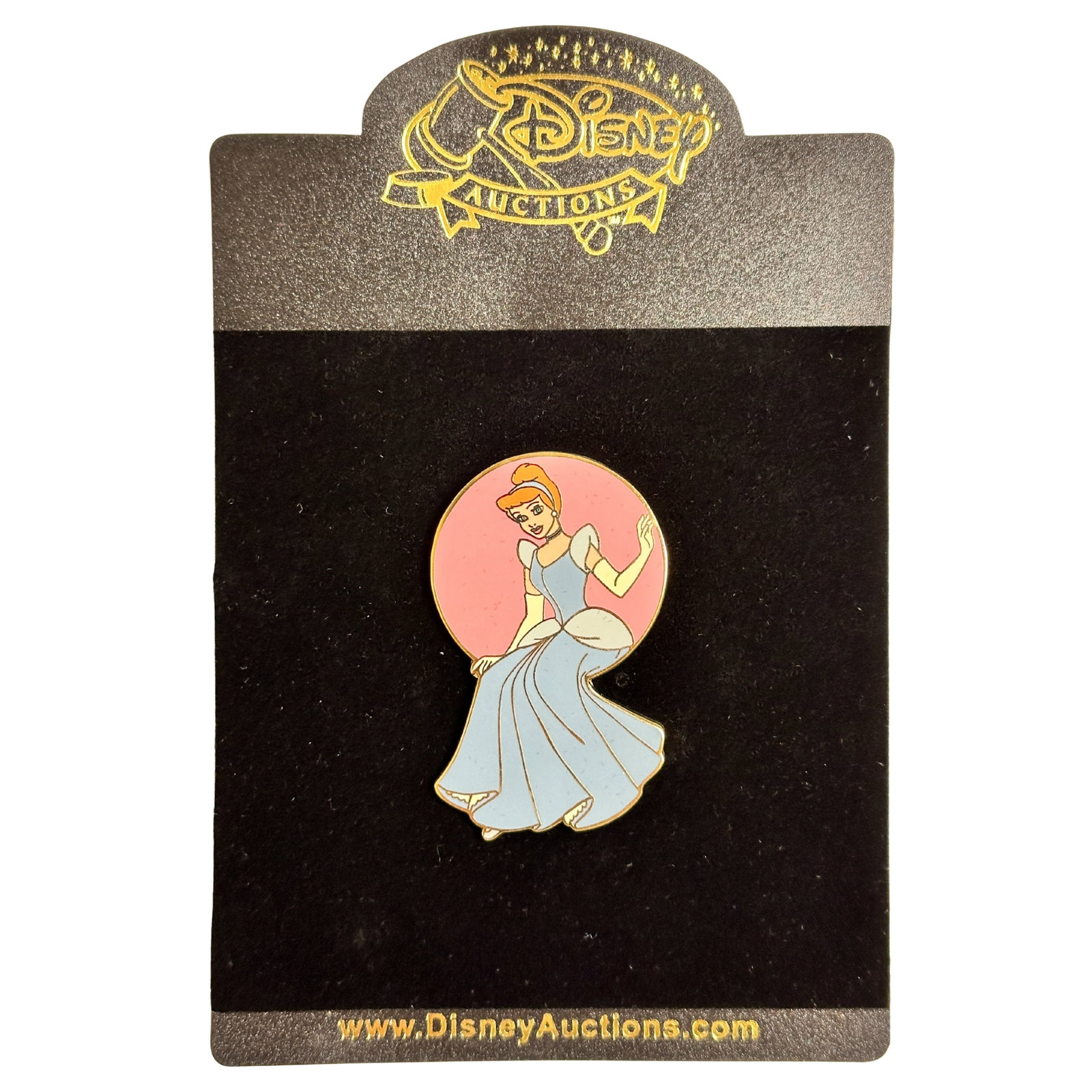 Disney Auctions Cinderella Circle LE Pin: Disney Auctions Cinderella Circle LE Pin. This features Cinderella sitting in a pink circle.*****FREE SHIPPING********SELECT BUYER ARRANGED SHIPPING AT CHECKOUT*****