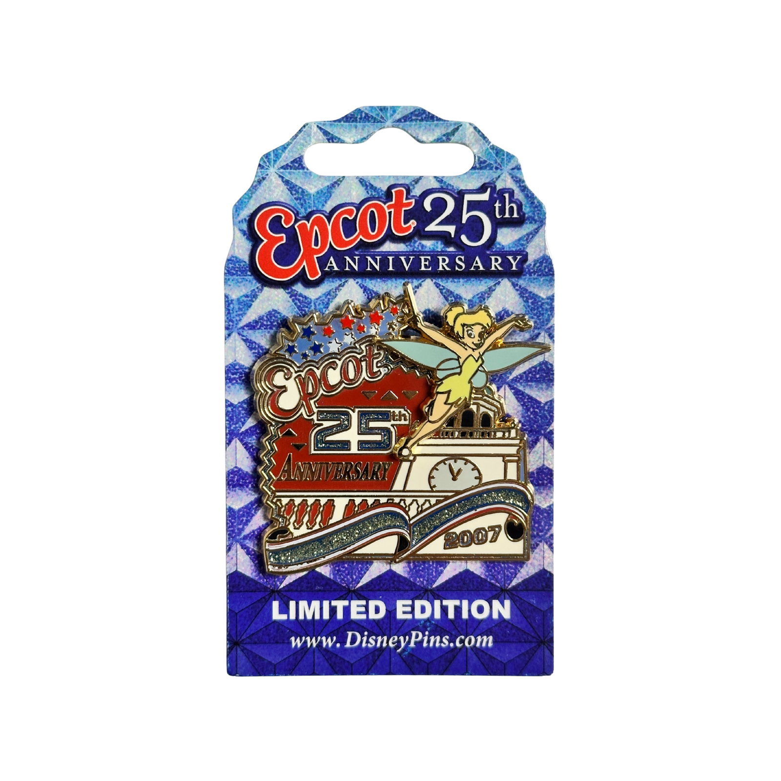 Disney Epcot 25th Anniversary American Adventure Tinker Bell Pin: Disney Epcot 25th Anniversary American Adventure Tinker Bell Pin. This features Tinker Bell flying above American Adventure.*****FREE SHIPPING********SELECT BUYER ARRANGED SHIPPING AT CHECKOUT*****