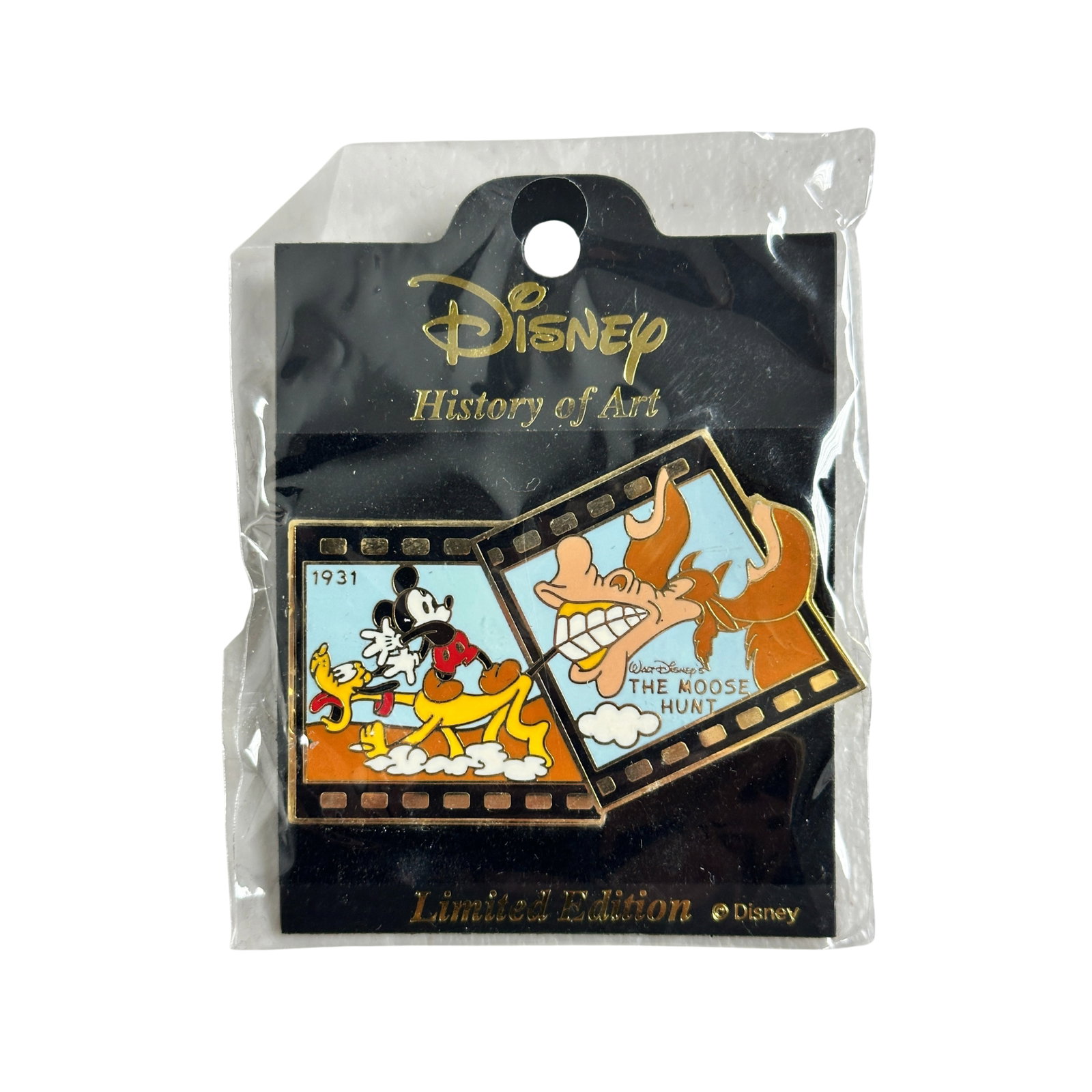 Disney History Of Art The Moose Hunt Pin: Disney History Of Art The Moose Hunt Pin. This features the Moose blowing smoke out of his nose and Mickey on top of Pluto running away*****FREE SHIPPING********SELECT BUYER ARRANGED SHIPPING AT CHECK