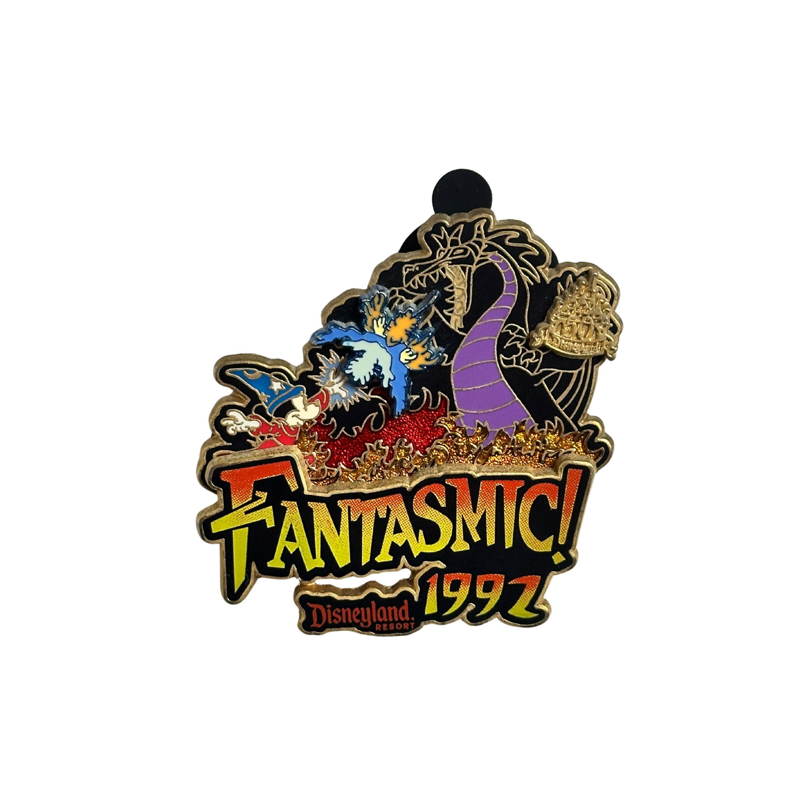 Disney DLR Magical Milestones Sorcerer Mickey Fantasmic 1992 Pin: Disney DLR Magical Milestones Sorcerer Mickey Fantasmic 1992 Pin. This features Sorcerer Mickey battling Maleficent the Dragon.*****FREE SHIPPING********SELECT BUYER ARRANGED SHIPPING AT CHECKOUT*****