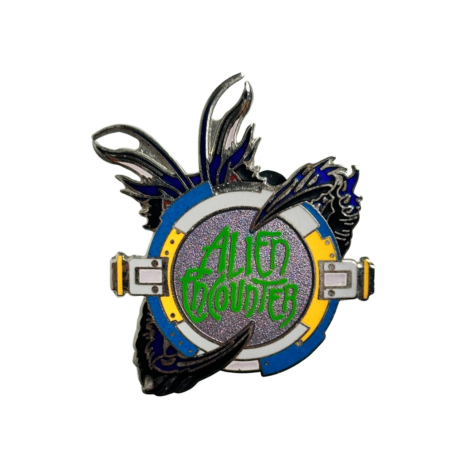Disney WDW ExtraTERRORestrial Alien Encounter Monster Logo Pin: Disney WDW ExtraTERRORestrial Alien Encounter Monster Logo Pin. This is the logo for the "Alien Encounter" attraction at the Magic Kingdom. It shows the monster reaching around the portal door.*****FR