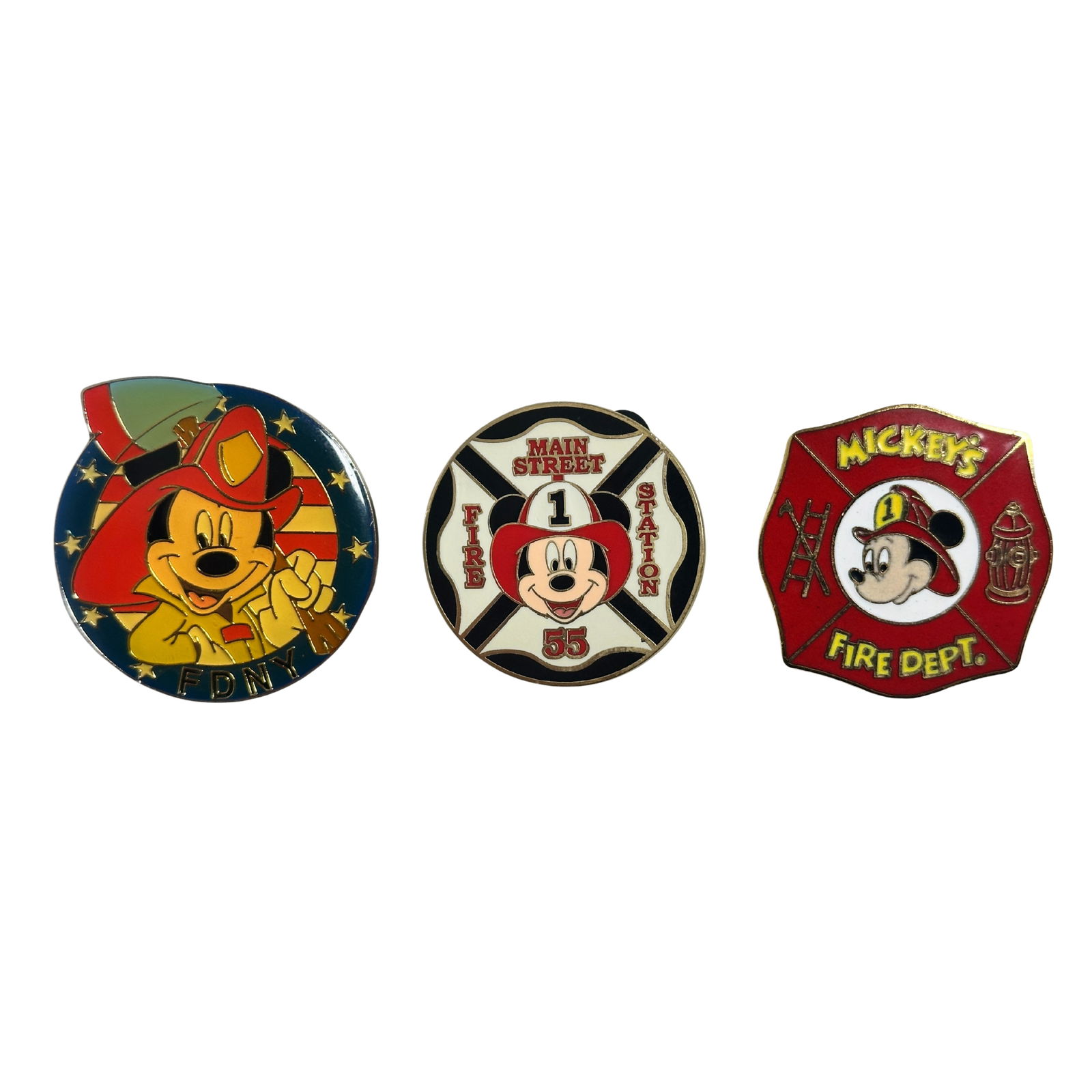 Disney WDW Mickey's Fire Dept. Main Street Fire Station Pin Lot Of 3 (1 of 2)