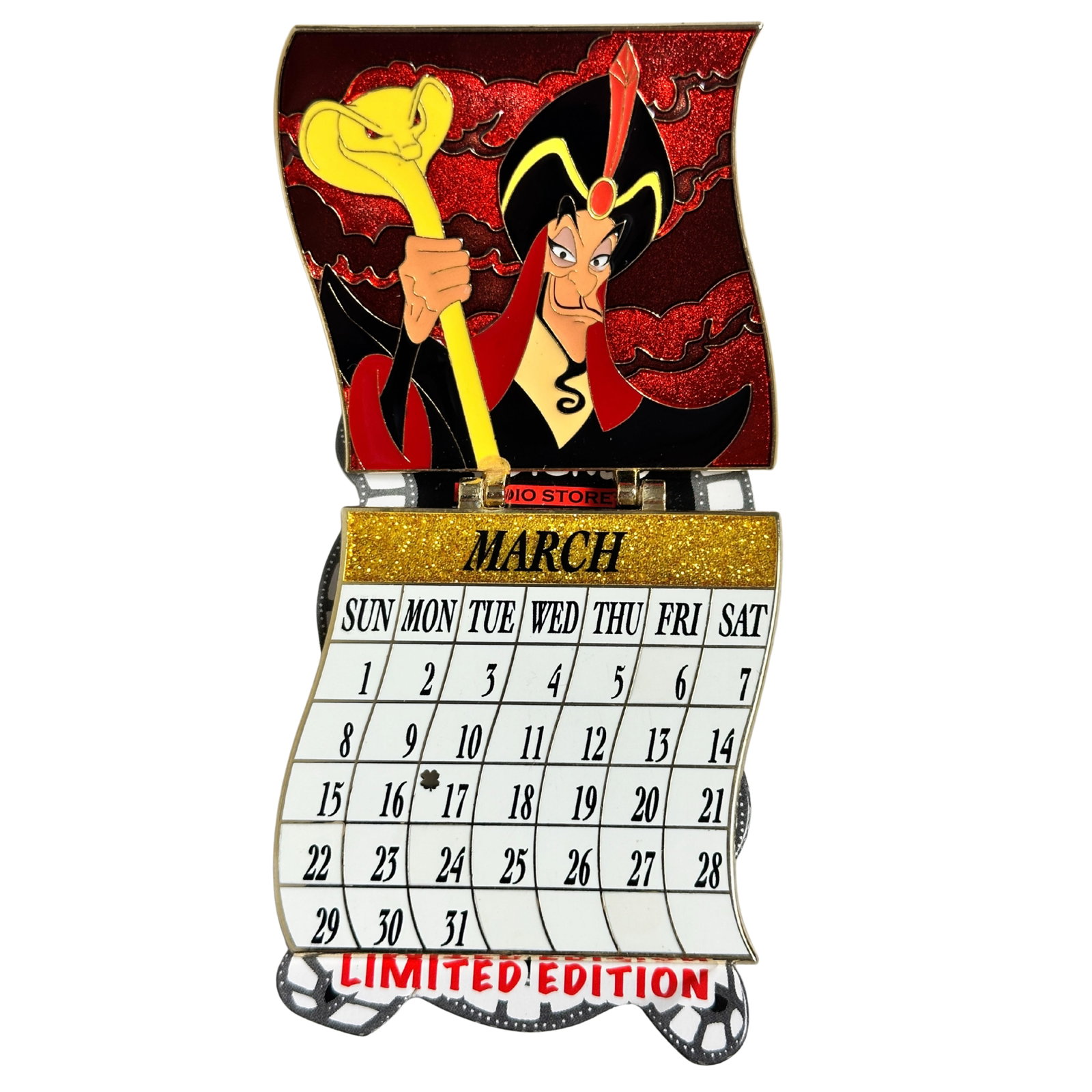 Disney DSSH Villains Calendar March 2015 Aladdin Jafar & Iago Pin: Disney DSSH Villains Calendar March 2015 Aladdin Jafar & Iago Pin. Third in the 2015 surprise release of the Villains calendar. Iago is on the outside of the pin and Jafar in on the inside.*****FREE S