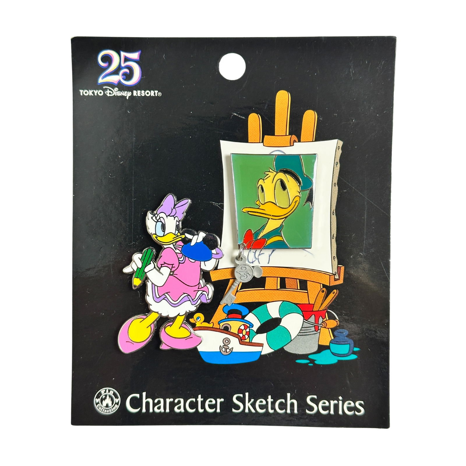 Disney TDR Character Sketch Series Daisy & Donald Duck 25th Anniversary Pin Lot Of 2 (1 of 3)
