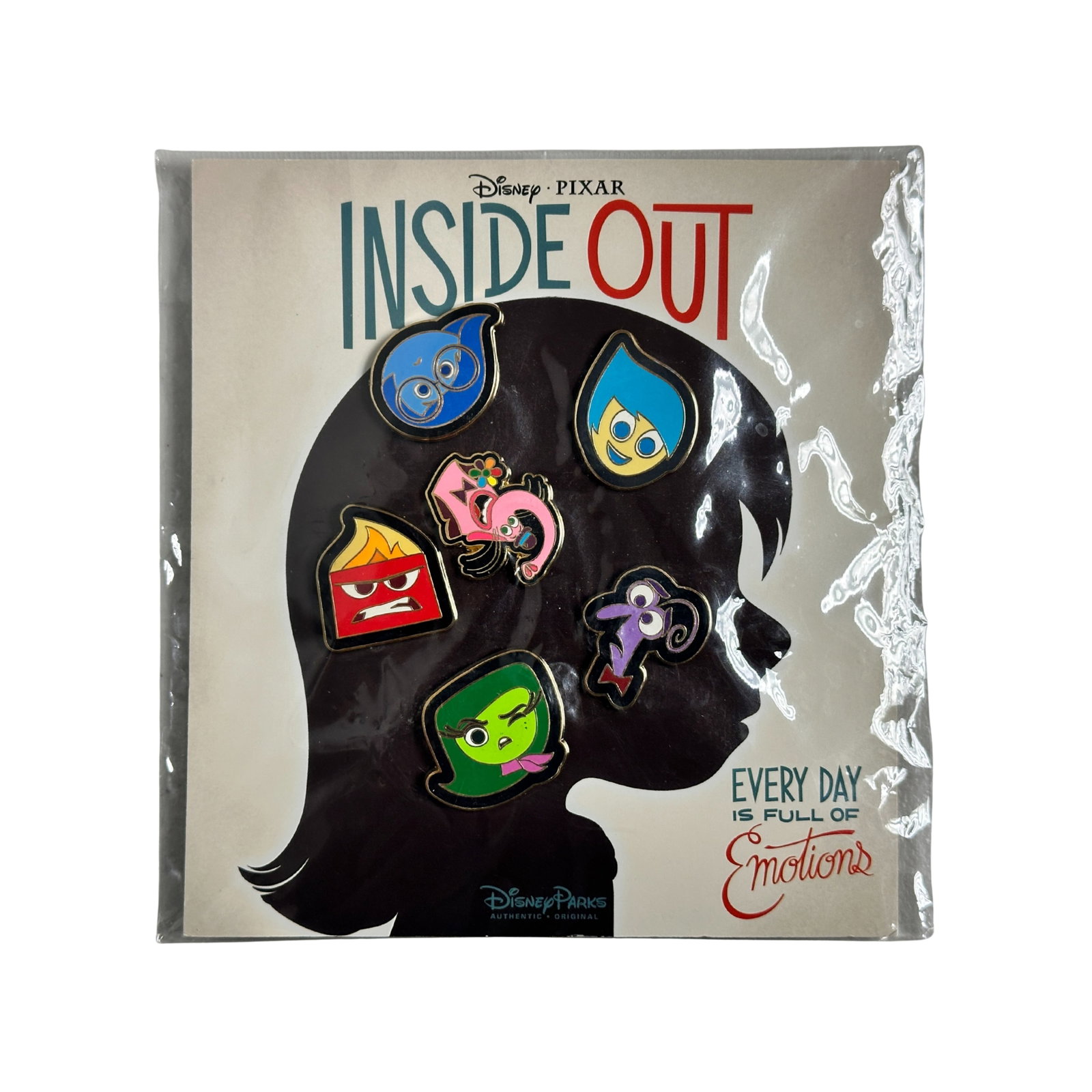 Disney WDW Inside Out Booster Pin Set Of 6: Disney WDW Inside Out Booster Pin Set Of 6. These booster pin set features the heads of Joy, Anger, Sadness, Fear, Disgust, and Bing Bong.*****FREE SHIPPING********SELECT BUYER ARRANGED SHIPPING AT CH