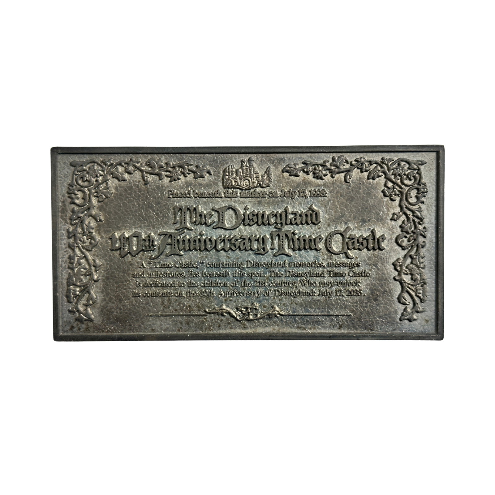 Disney DLR Annual Passholder Time Castle Time Capsule Plaque: Disney DLR Annual Passholder Time Castle Time Capsule Plaque. Disneyland Annual Passholder Time Castle is a brass replica of the time capsule entrance plaque next to Sleeping Beauty's Castle. The pin 