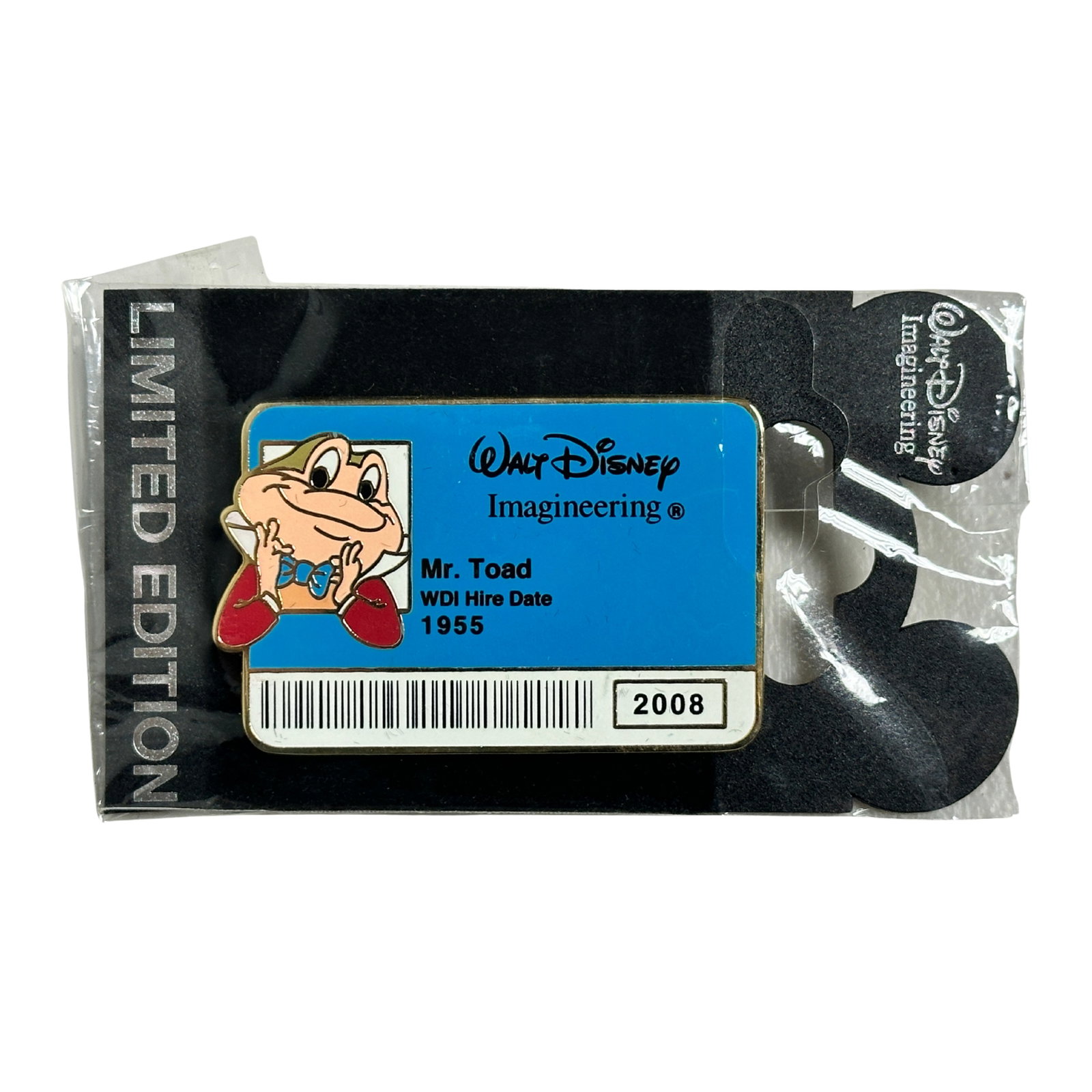 Disney WDI Imagineering Mr. Toad - I.D. Badge Series 2 Pin: Disney WDI Imagineering Mr. Toad - I.D. Badge Series 2 Pin. This is Mr. Toad with a blue backgound behind him. He was hired in 1955, the day that Disneyland opened.*****FREE SHIPPING********SELECT BUY
