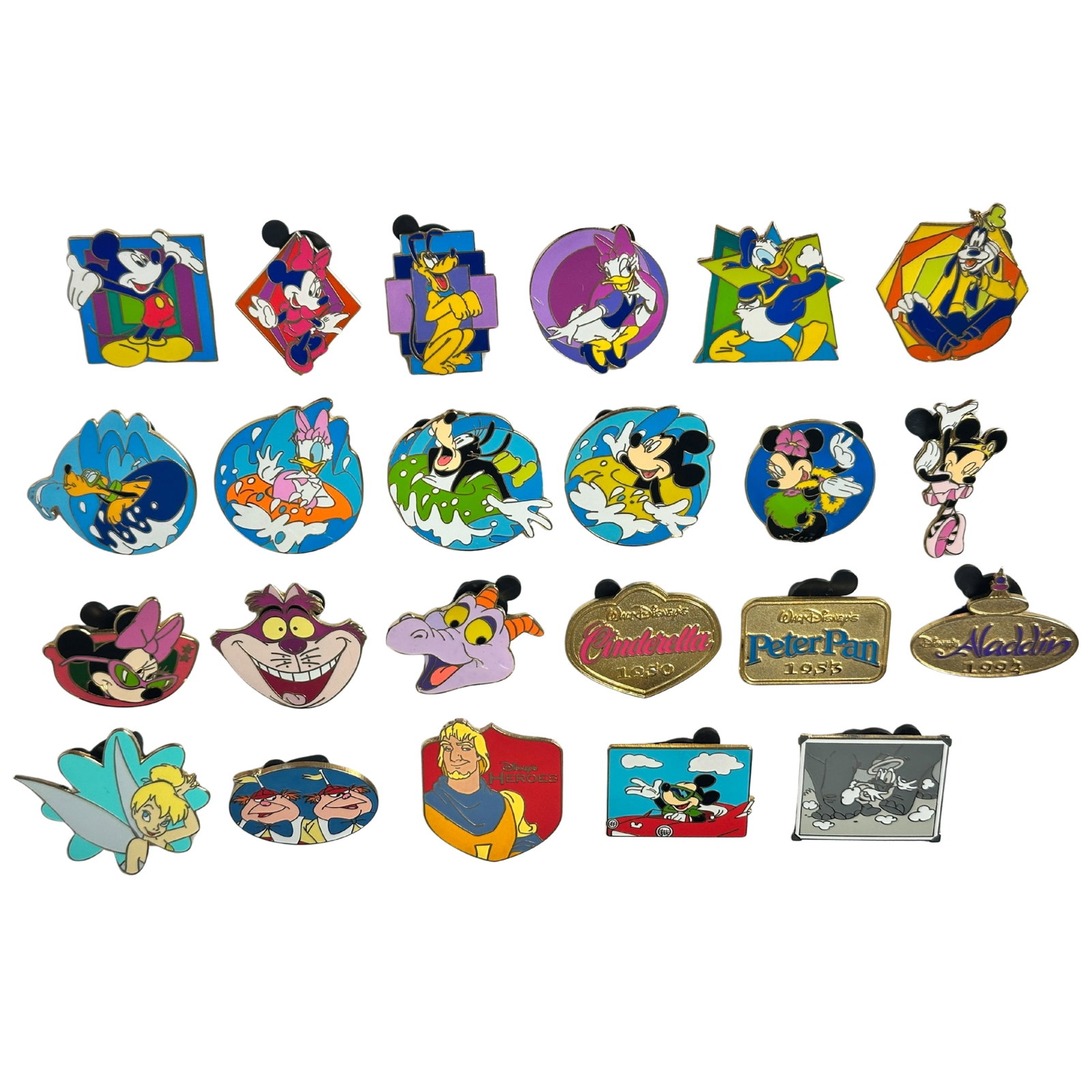 Disney WDW Mickey & Friends Cast Lanyard Pin Assorted Pin Lot Of 23: Disney WDW Mickey & Friends Assorted Pin Lot Of 23. These feature Mickey, Goofy, Minnie, Donald, Daist, Pluto, Figment, Cheshire Cat, and More.*****FREE SHIPPING********SELECT BUYER ARRANGED SHIPPING 