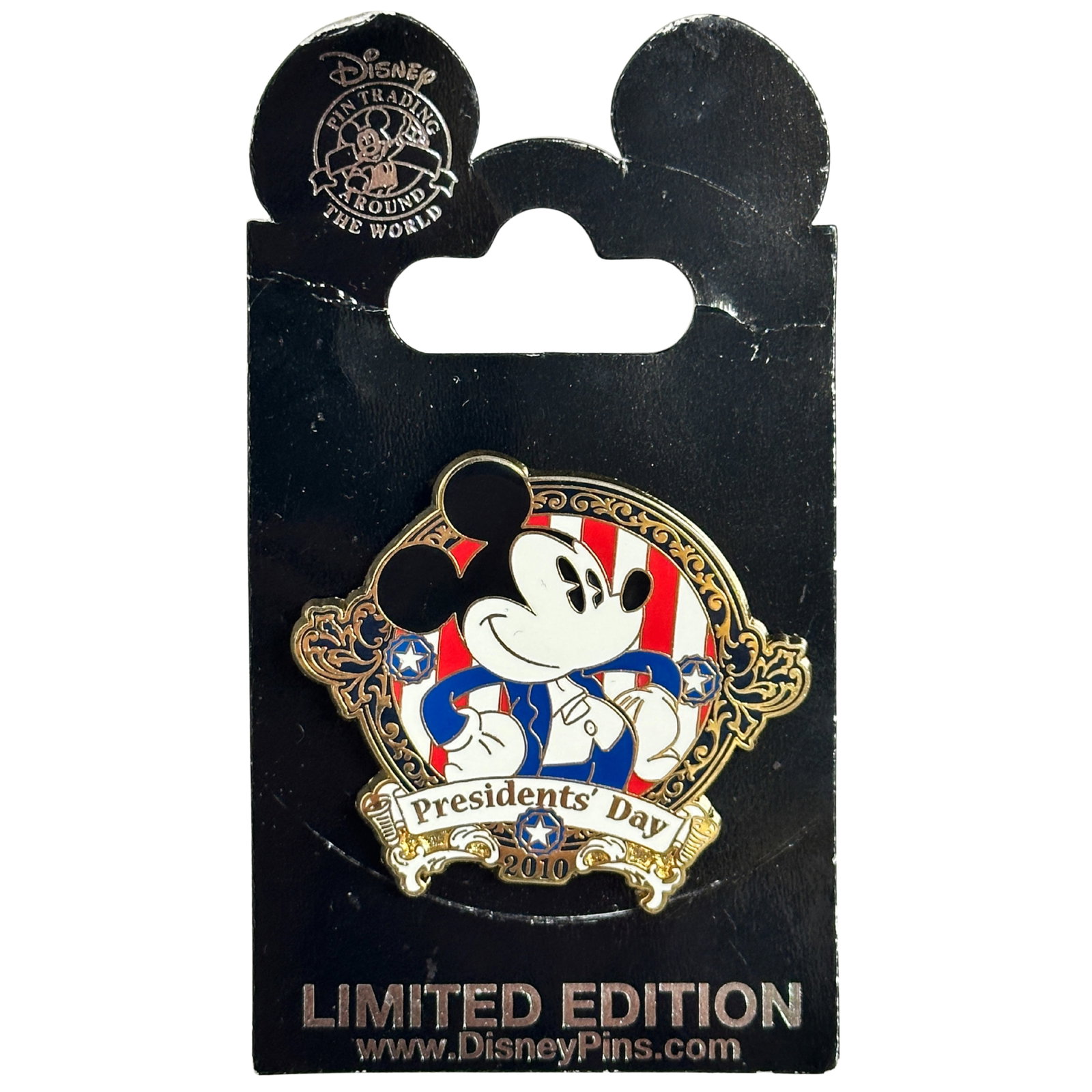 Disney Mickey Mouse Presidents Day 2010 Pin: Disney Mickey Mouse Presidents Day 2010 Pin. This limited edition pin commemorates Presidents' Day 2010 and features Mickey Mouse in his Americana outfit.*****FREE SHIPPING********SELECT BUYER ARRANGE
