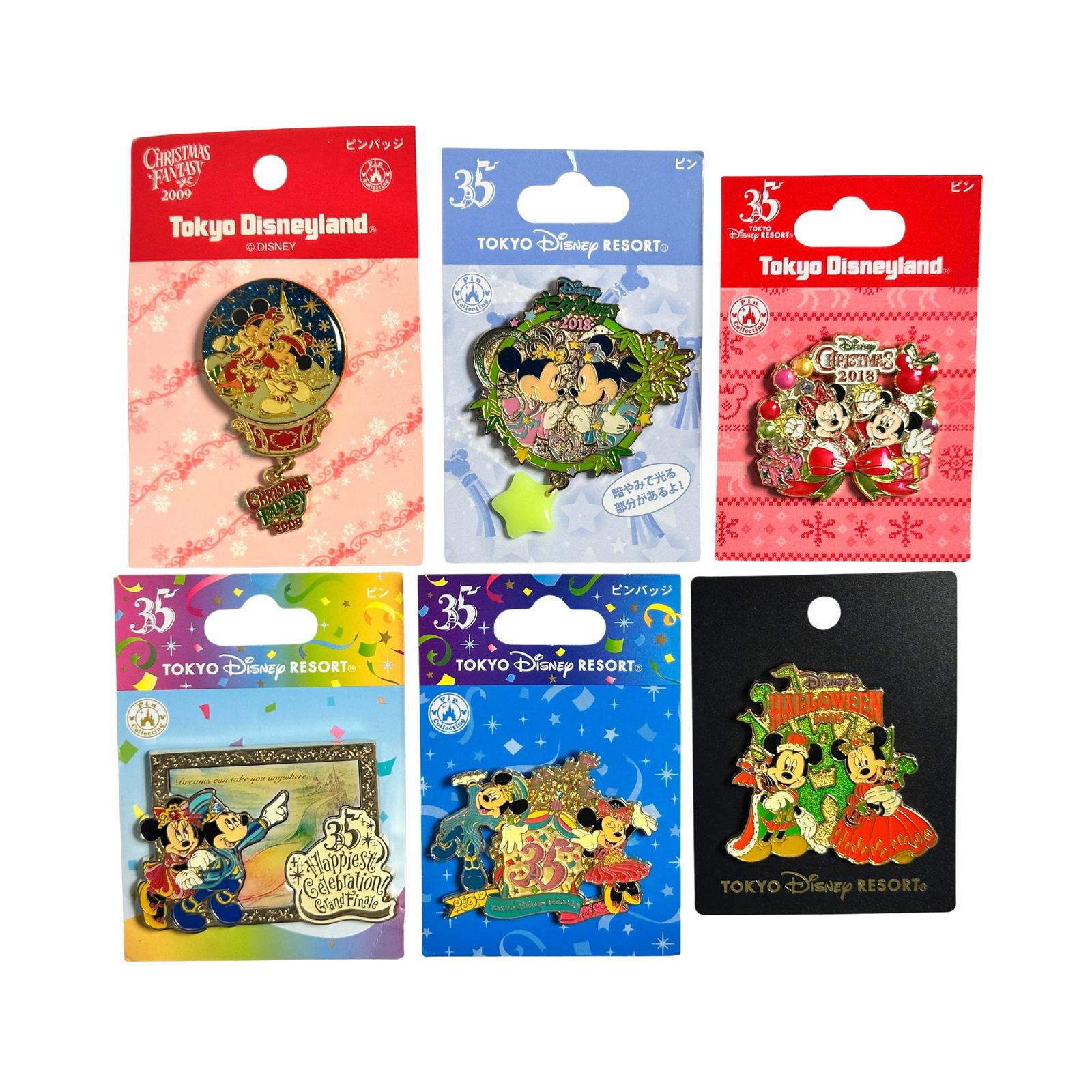 Disney TDR Mickey & Minnie Assorted Holiday Anniversary Pin Lot Of 6 (1 of 2)