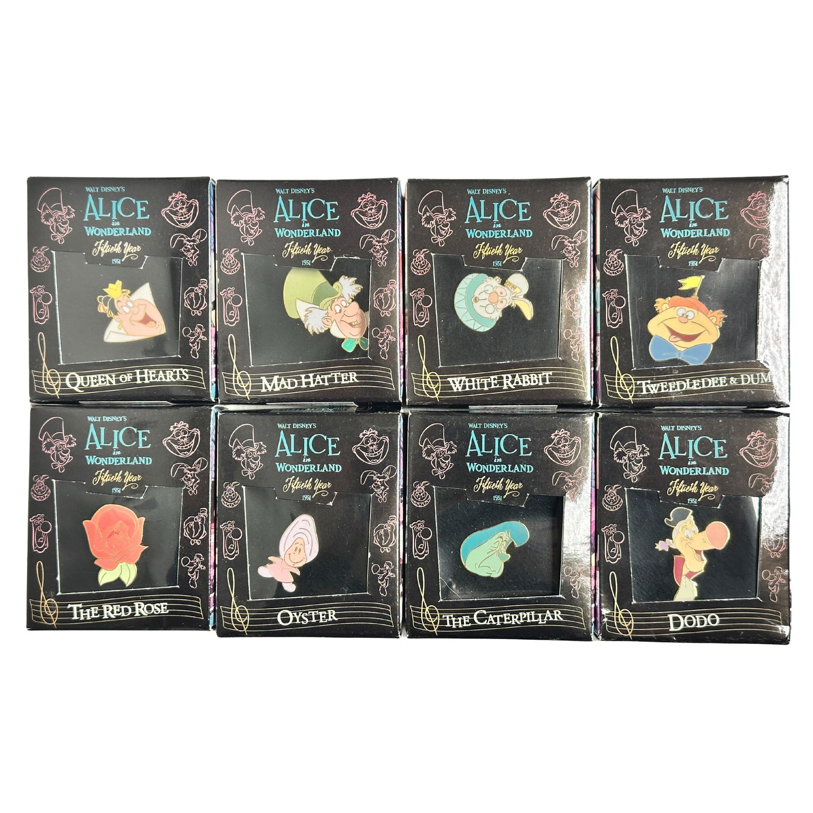Disney  WDW Alice In Wonderland Fiftieth Year Boxed Pin Lot Of 8 (1 of 2)