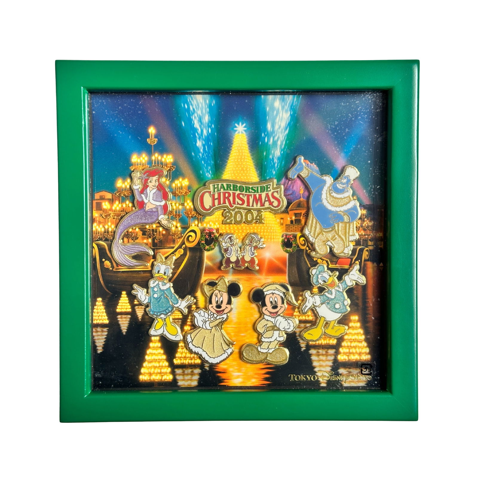 Disney TDS Harborside Christmas 2004 Mickey & Friends Framed Pin Set Of 8 (1 of 4)