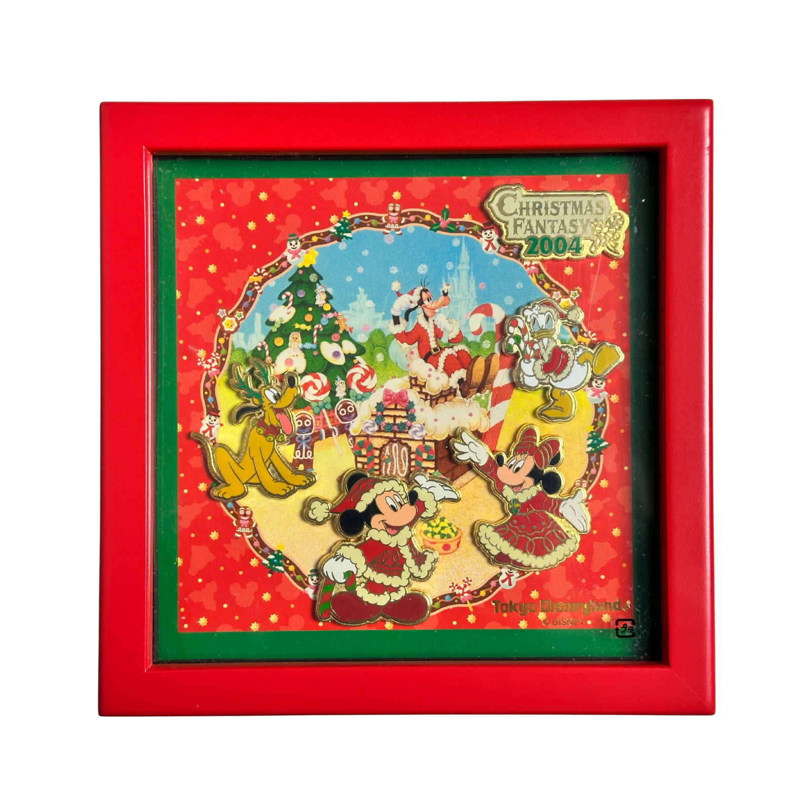 Disney TDL Christmas Fantasy 2004 Mickey & Friends Framed Pin Set Of 5 (1 of 4)