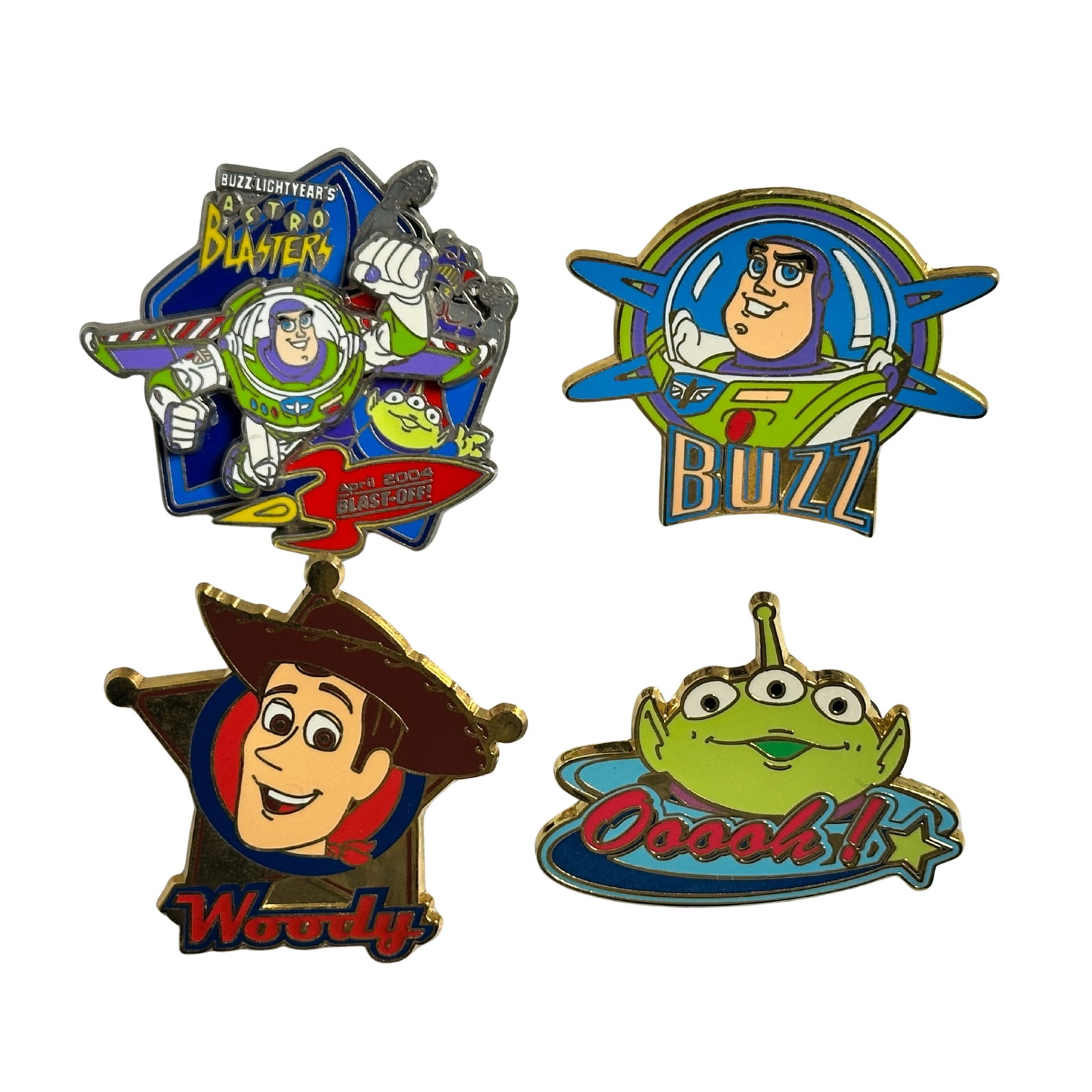 Disney WDW Toy Story Assorted Pin Lot Of 4: Disney WDW Toy Story Assorted Pin Lot Of 4. These pins feature Woody, Buzz Lightyear, and Aliens.*****FREE SHIPPING********SELECT BUYER ARRANGED SHIPPING AT CHECKOUT*****