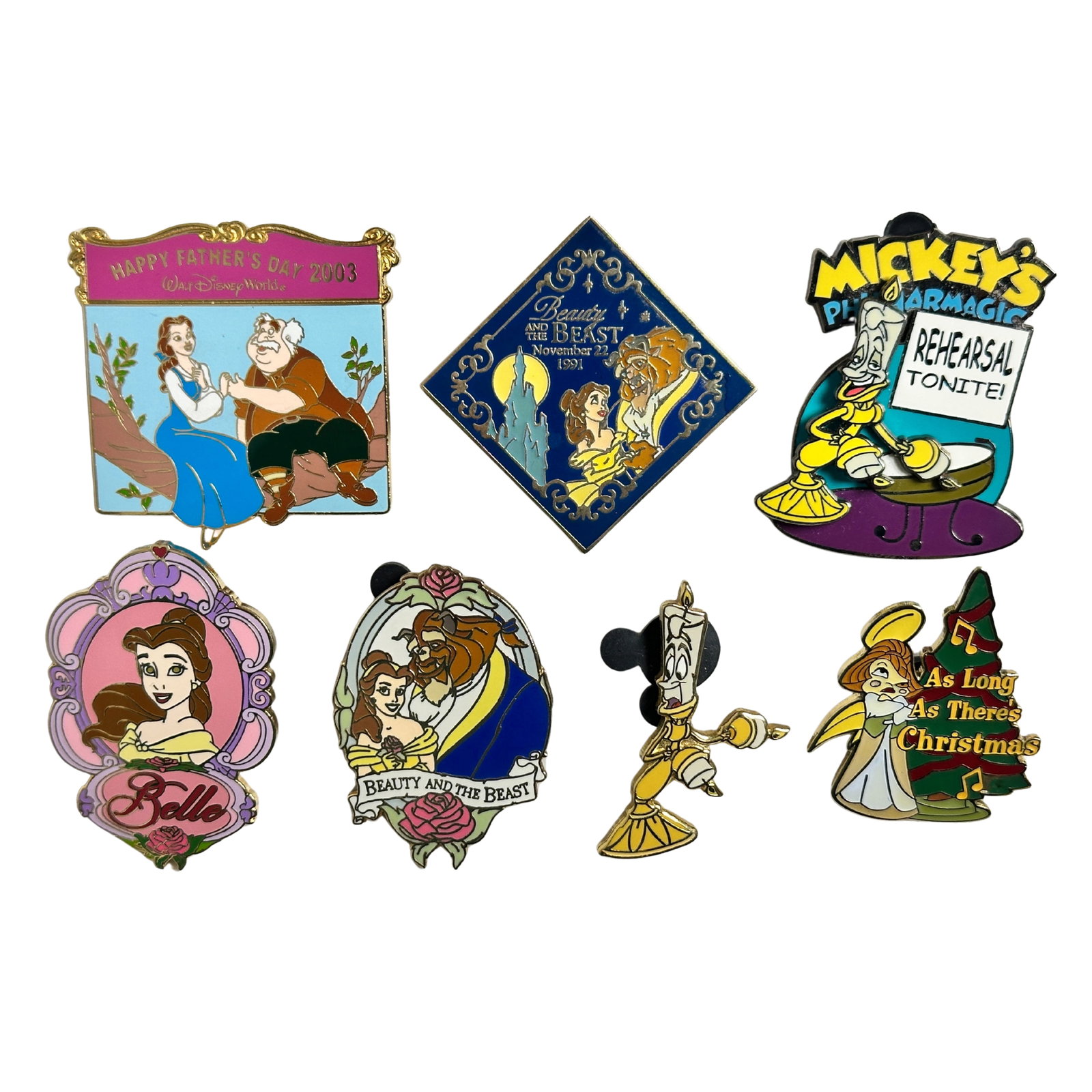 Disney WDW Beauty & The Beast Assorted Pin Lot Of 7: Disney WDW Beauty & The Beast Assorted Pin Lot Of 7. These pins feature Princess Belle, The Beast, & Lumiere.*****FREE SHIPPING********SELECT BUYER ARRANGED SHIPPING AT CHECKOUT*****