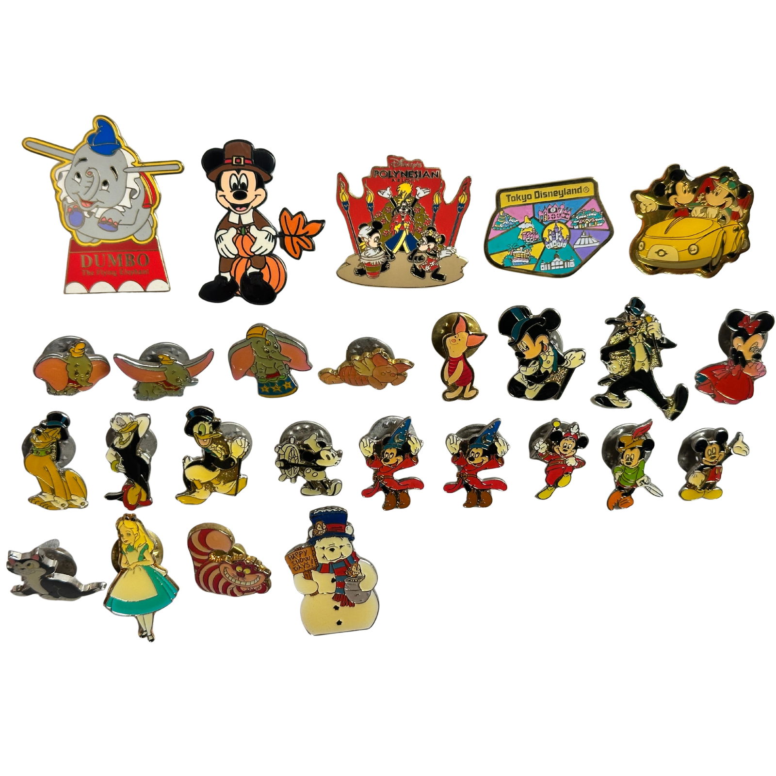 Disney WDW Mickey & Friends Assorted Mini Pin Lot Of 26 W/ 2 Lanyards (1 of 3)