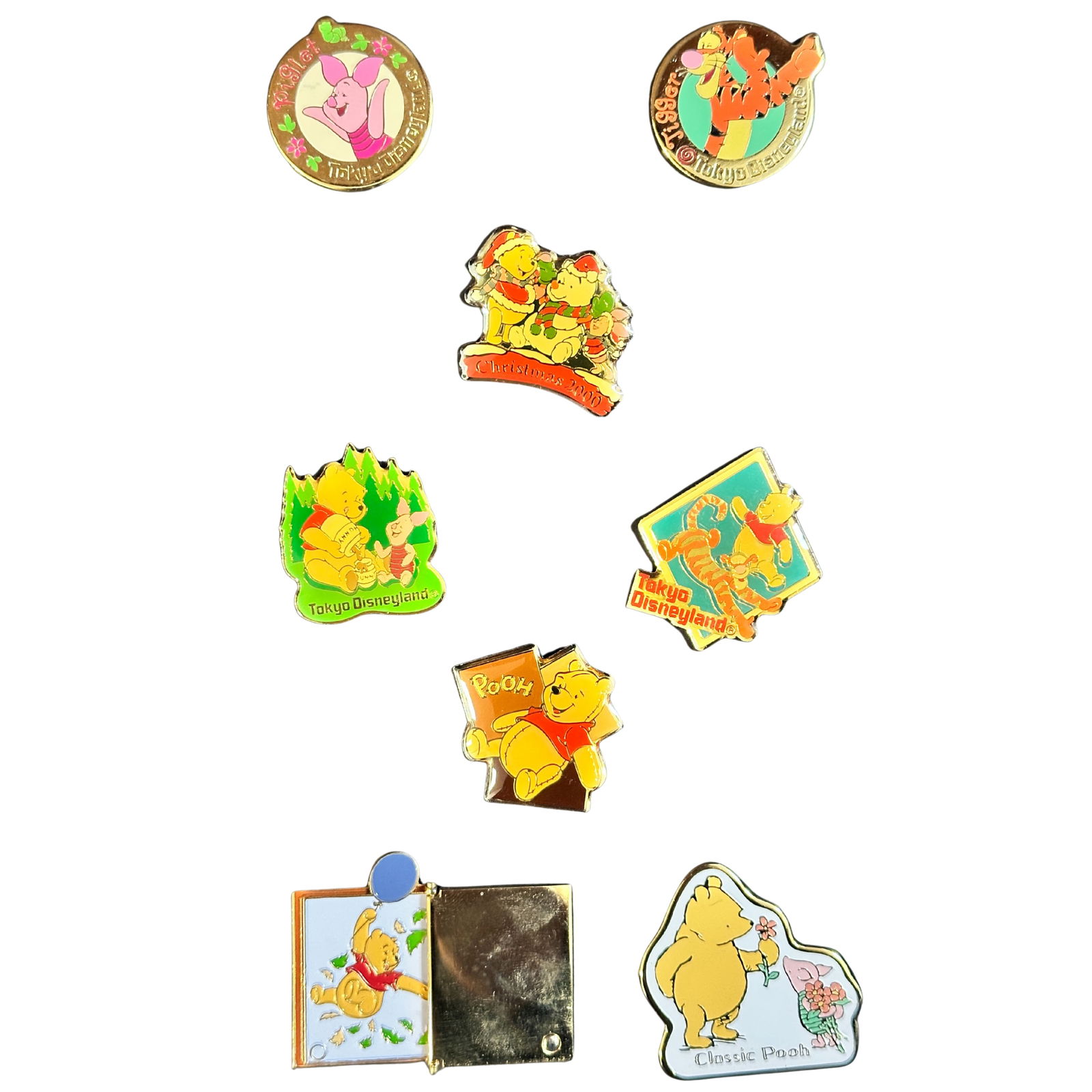 Disney WDW Winnie The Pooh Pin Lot Of 8 W/ Pin Trading Collectors Book (1 of 3)