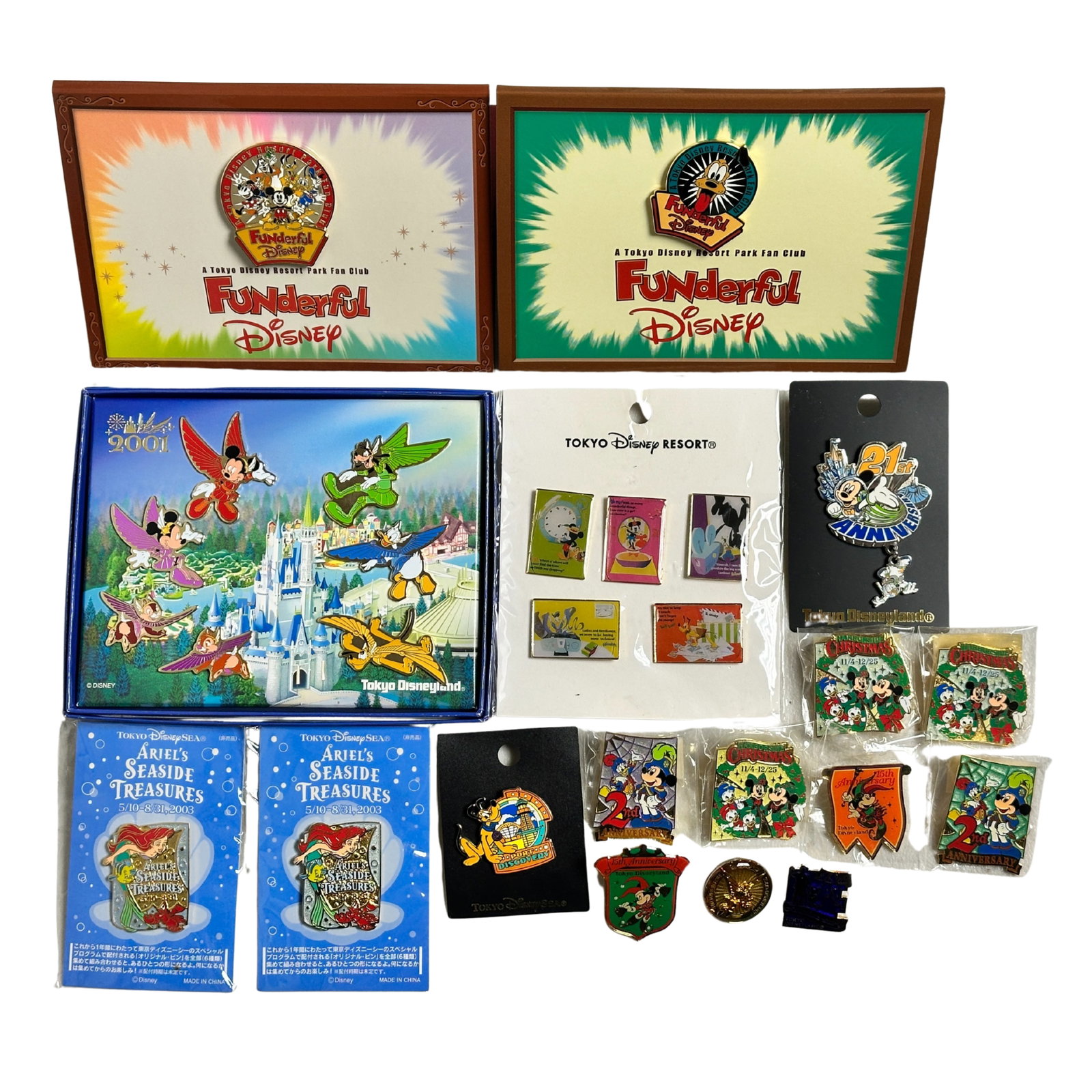 Disney TDR Assorted Funderful Pin Lot Of 27: Disney TDR Assorted Funderful Pin Lot Of 27. These pins feature Pluto, Minnie, Mickey, Donald, Goofy, Ariel, and more.*****FREE SHIPPING********SELECT BUYER ARRANGED SHIPPING AT CHECKOUT*****