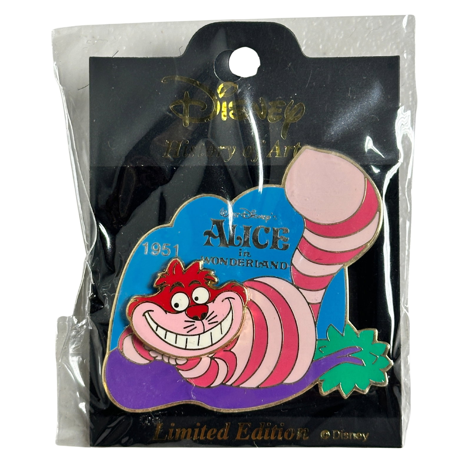 Disney TDR History Of Art Alice In Wonderland 1951 Cheshire Cat Pin: Disney TDR History Of Art Alice In Wonderland 1951 Cheshire Cat Pin. This pin is part of the Disney's History of Art pins being released at the Mickey & Pals stores in Japan. This pin features Cheshir