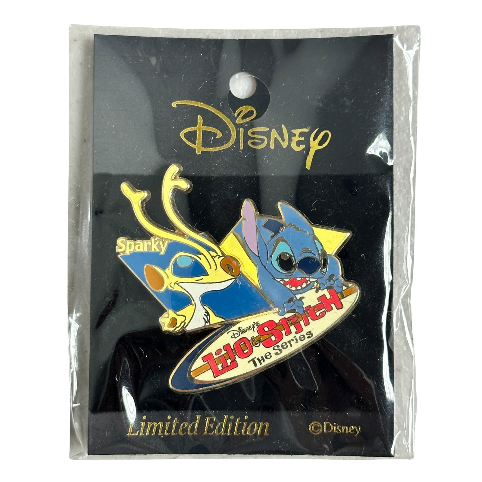 Disney TDR Lilo & Stitch The Series Experiment 221 Pin: Disney TDR Lilo & Stitch The Series Experiment 221 Pin. This pin is from Lilo and Stitch The Series featuring alien experiments, Sparky and Stitch in a 3D pin. Sparky is also known as Experiment 221.*