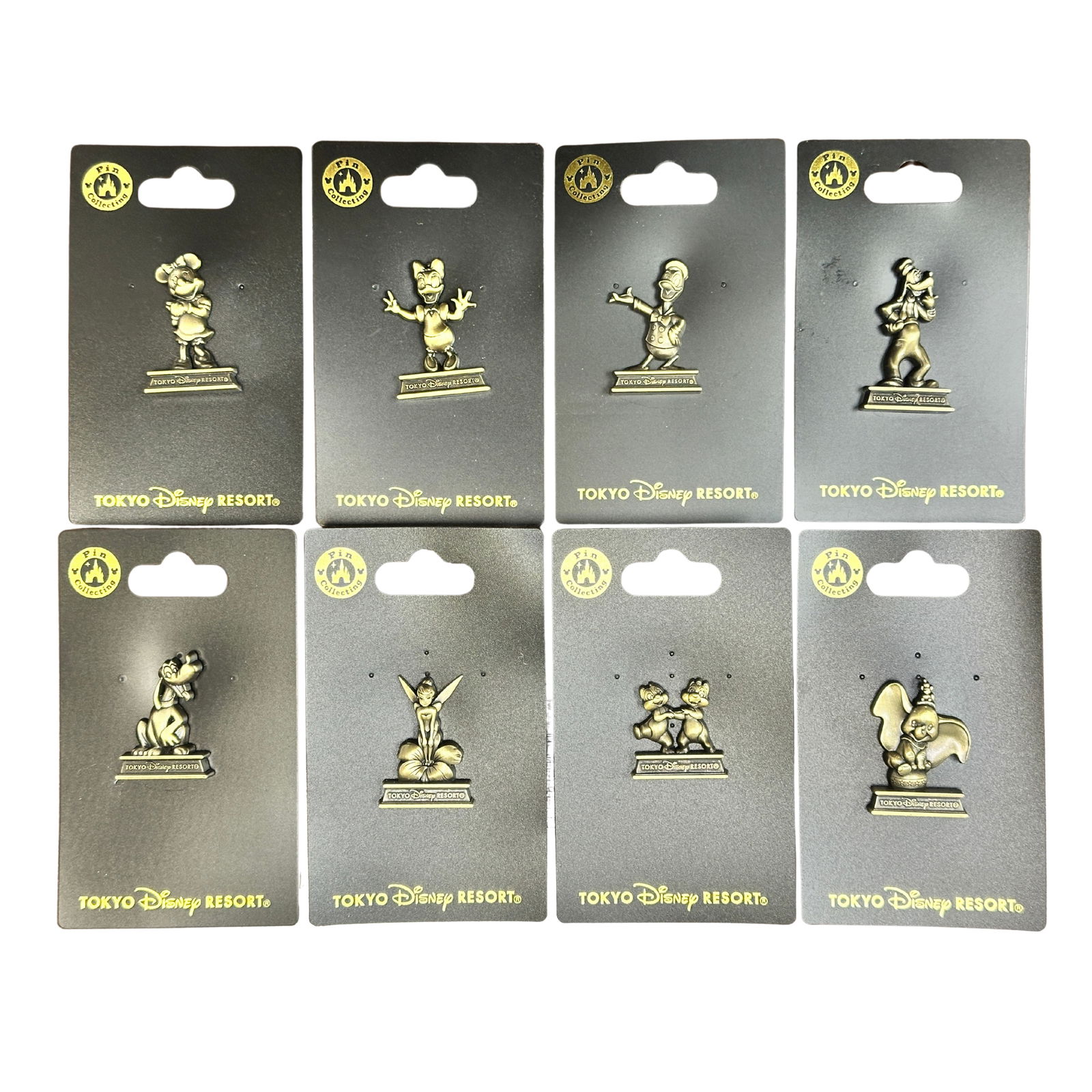 Disney TDR Mickey & Friends Bronze Statue Pin Lot Of 8 (1 of 2)