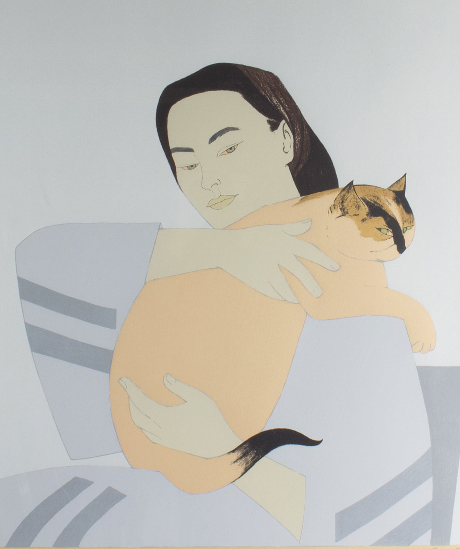 Will Barnet "Woman and White Cat" Screen Print (1 of 6)