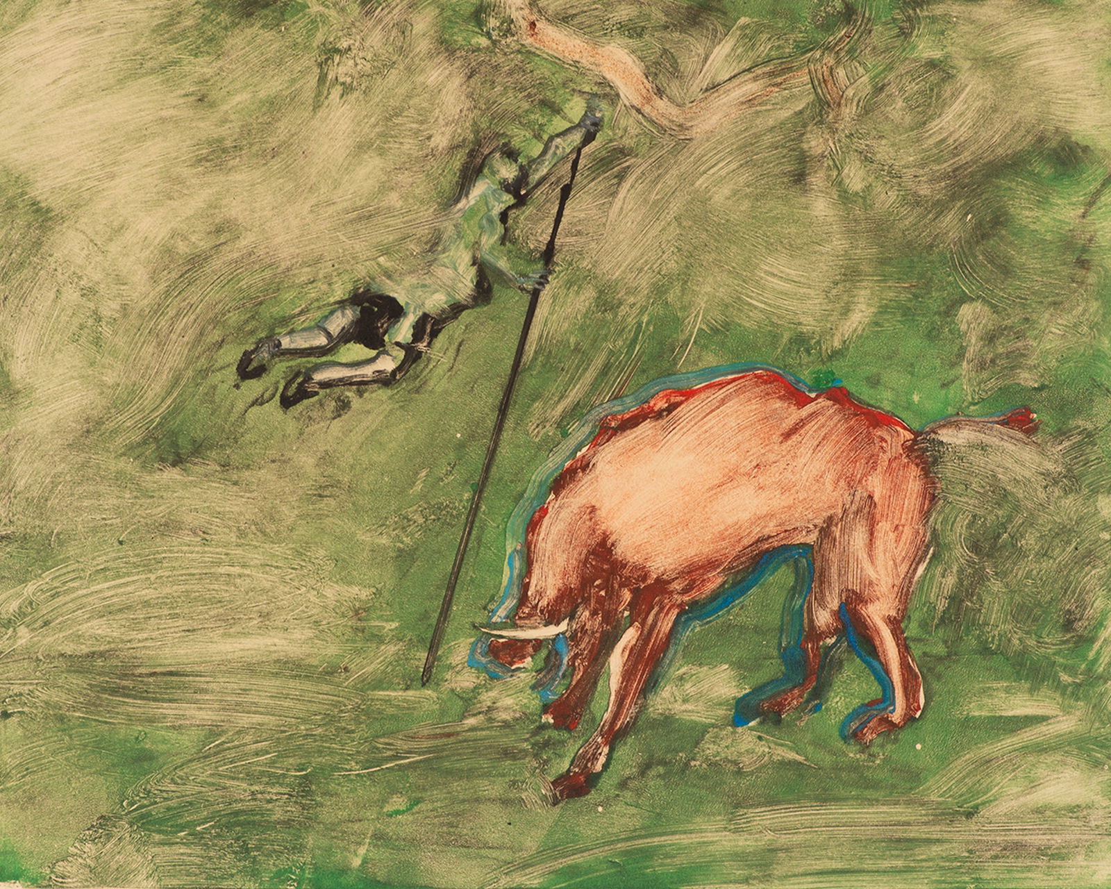 Robert Henry Abstract Intaglio Print of a Bull (1 of 4)