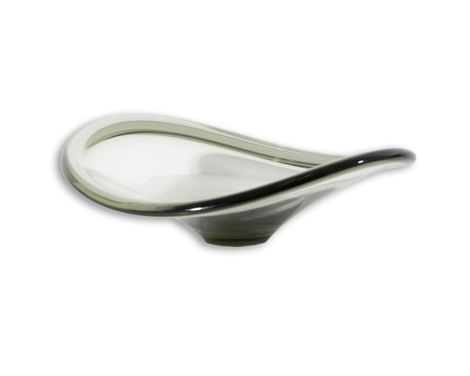 Per Lutken Holmegaard "Selandia" Glass Bowl: Smokey gray glass "Selandia" bowl designed by Per Lutken (Danish; 1916-1998) for Holmegaard. Made in Denmark, marked "Holmegaard 14595" to the underside. Measurement