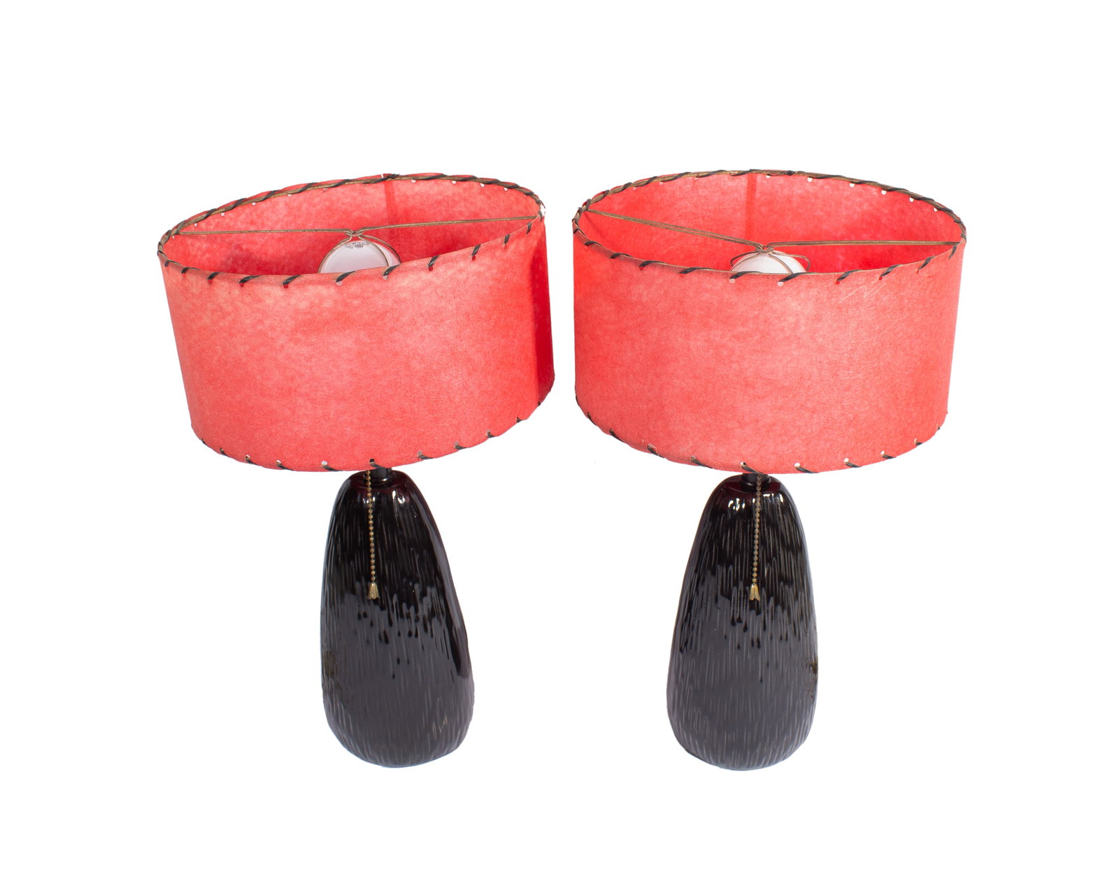 1950s Atomic Mid-Century Ceramic Lamps with Fiberglass Shades (1 of 4)