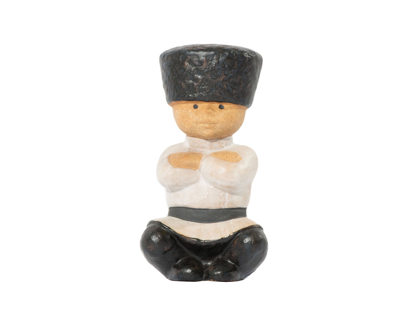 Lisa Larson Gustavsberg Sweden Ceramic Cossack: Ceramic Cossack figurine designed by Lisa Larson (Swedish; b. 1931) for Gustavsberg. Made in Sweden. Marked with Gustavsberg sticker near bottom edge as well as marked "Gustavsberg Lisa L Sweden" to u