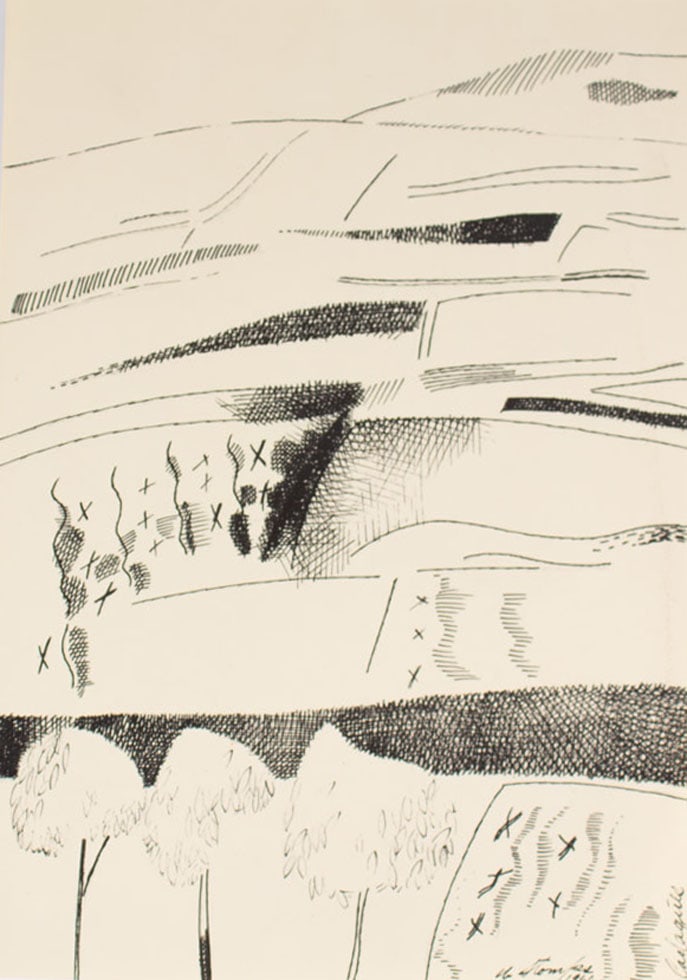 Walter Stomps 1960 "Cadaques" Abstract Ink Drawing (1 of 5)