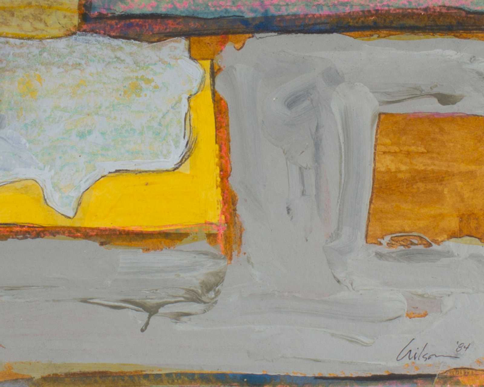 Harry Hilson 1984 Abstract Mixed Media Painting on Paper (1 of 4)