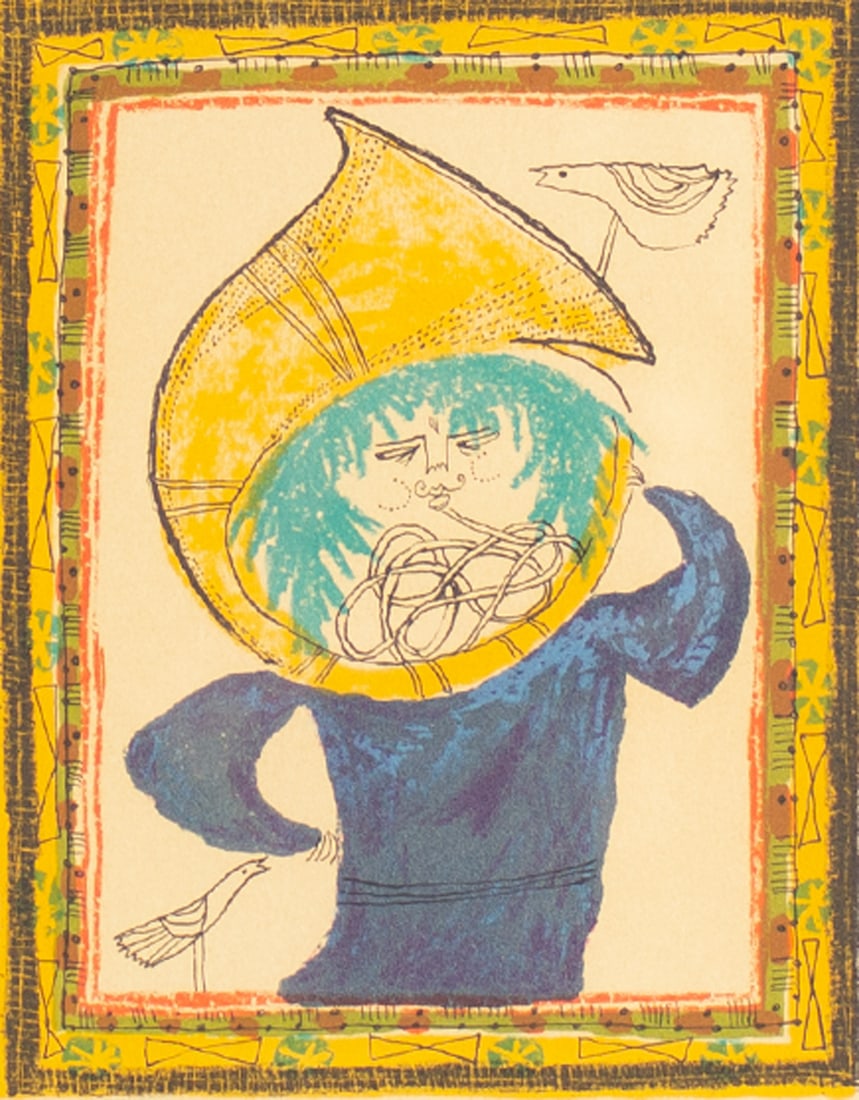 Judith Bledsoe Artist's Proof Lithograph "Petite Portrait French Horn" (1 of 4)