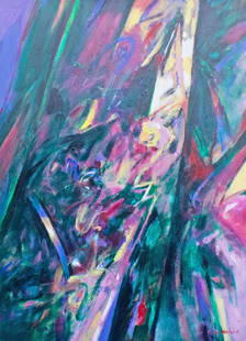 Robert Berkshire Oil on Canvas Abstract Painting: Abstract oil on canvas painting by the artist Robert Berkshire (American; 1932-2010). Signed lower right. Robert Berkshire, an Abstract Expressionist painter, was a scholarship student at Herron Schoo