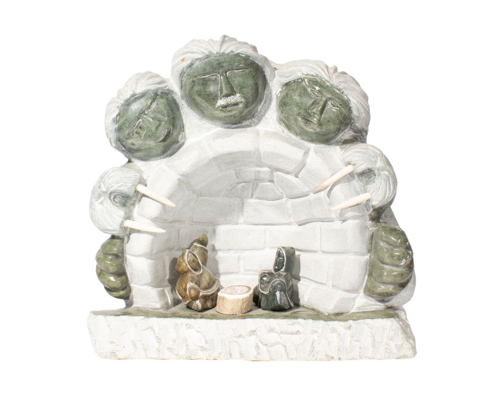 Eunicey Shytoo Muckpah Stone Carving Igloo Scene Sculpture (1 of 6)
