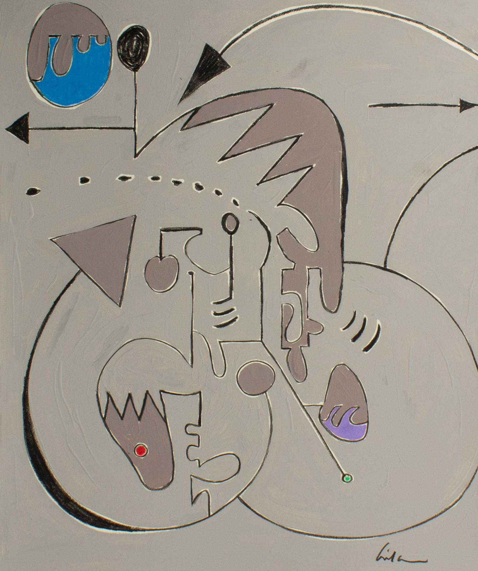 Harry Hilson 1980s Abstract Mixed Media Painting (1 of 5)