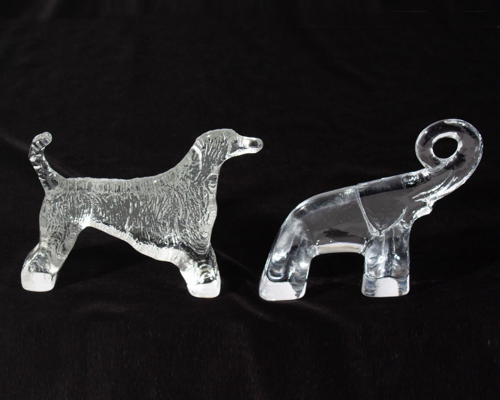 Bertil Vallien Zoo Series Glass Elephant and Afghan Hound Dog (1 of 2)