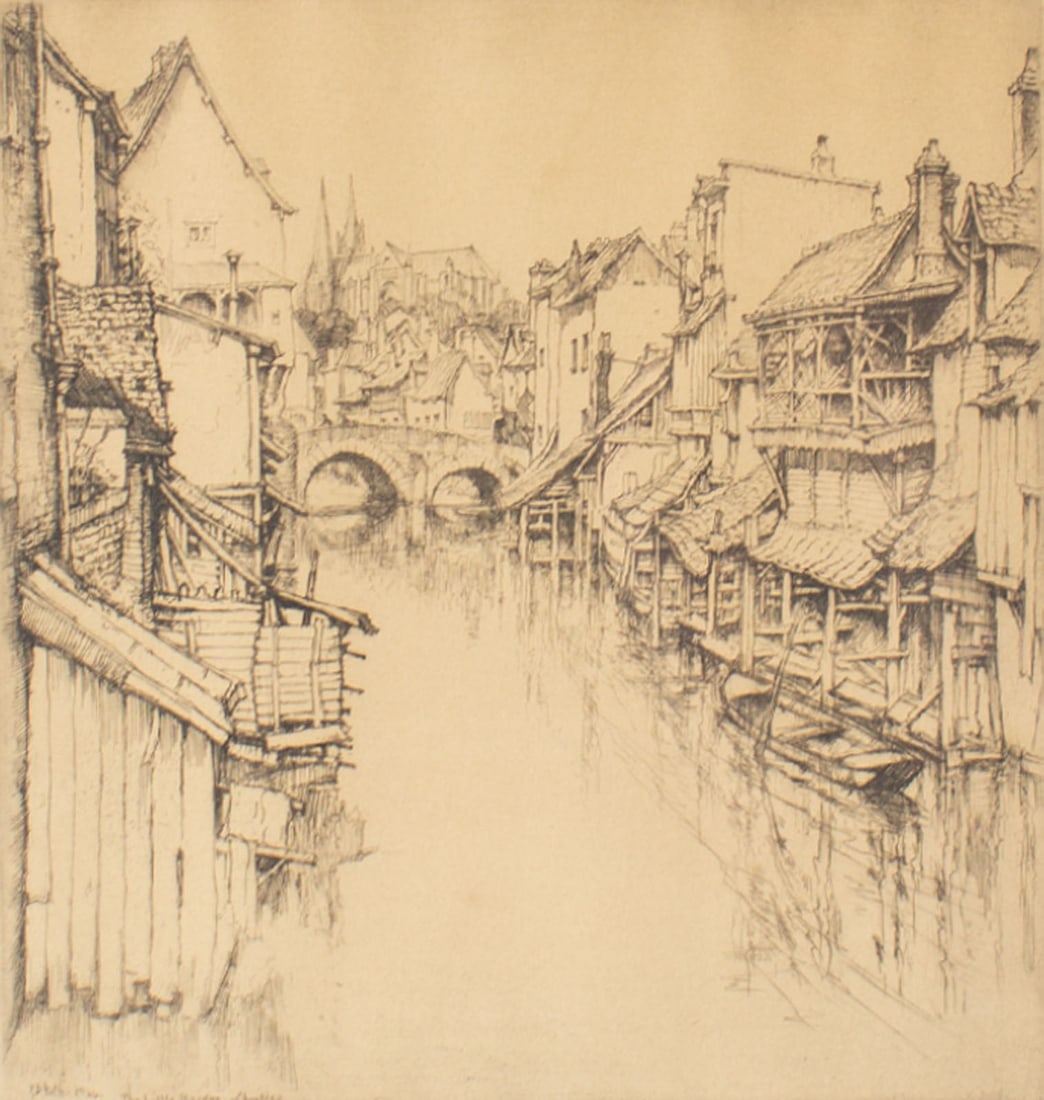 Ernst David Roth "The Little Bridge - Chartres" France Etching (1 of 4)