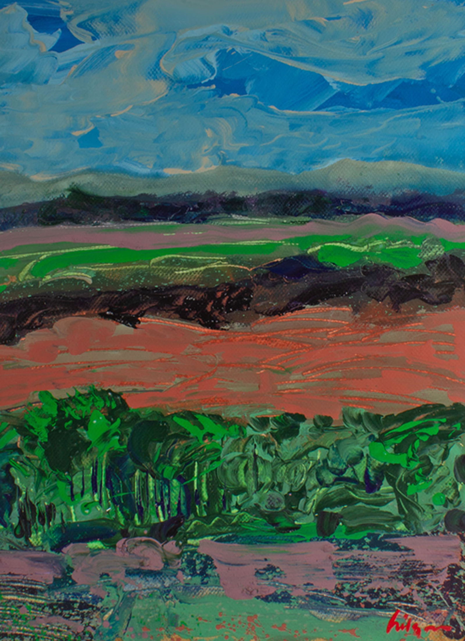 Harry Hilson 1980s Abstract Landscape Acrylic Painting (1 of 7)