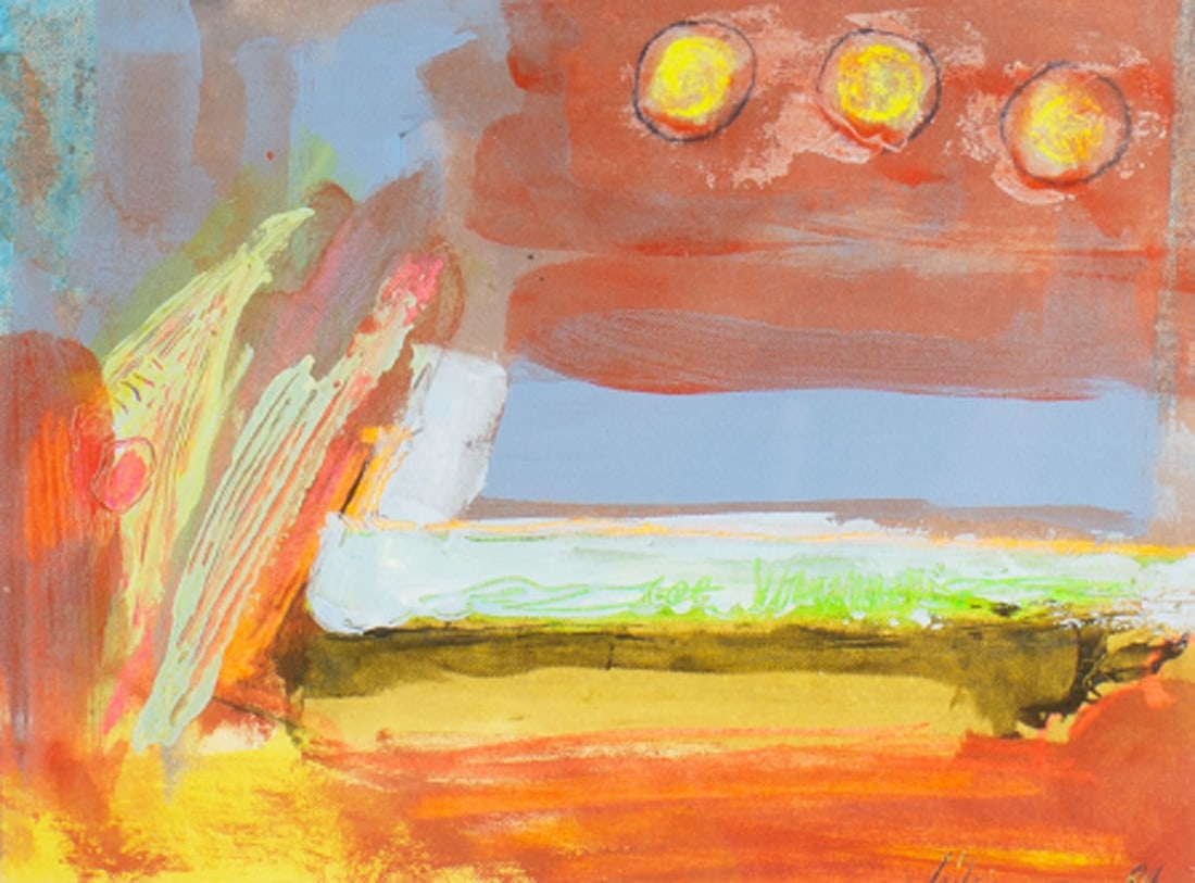 Harry Hilson Signed 1984 Abstract Mixed Media Painting (1 of 7)