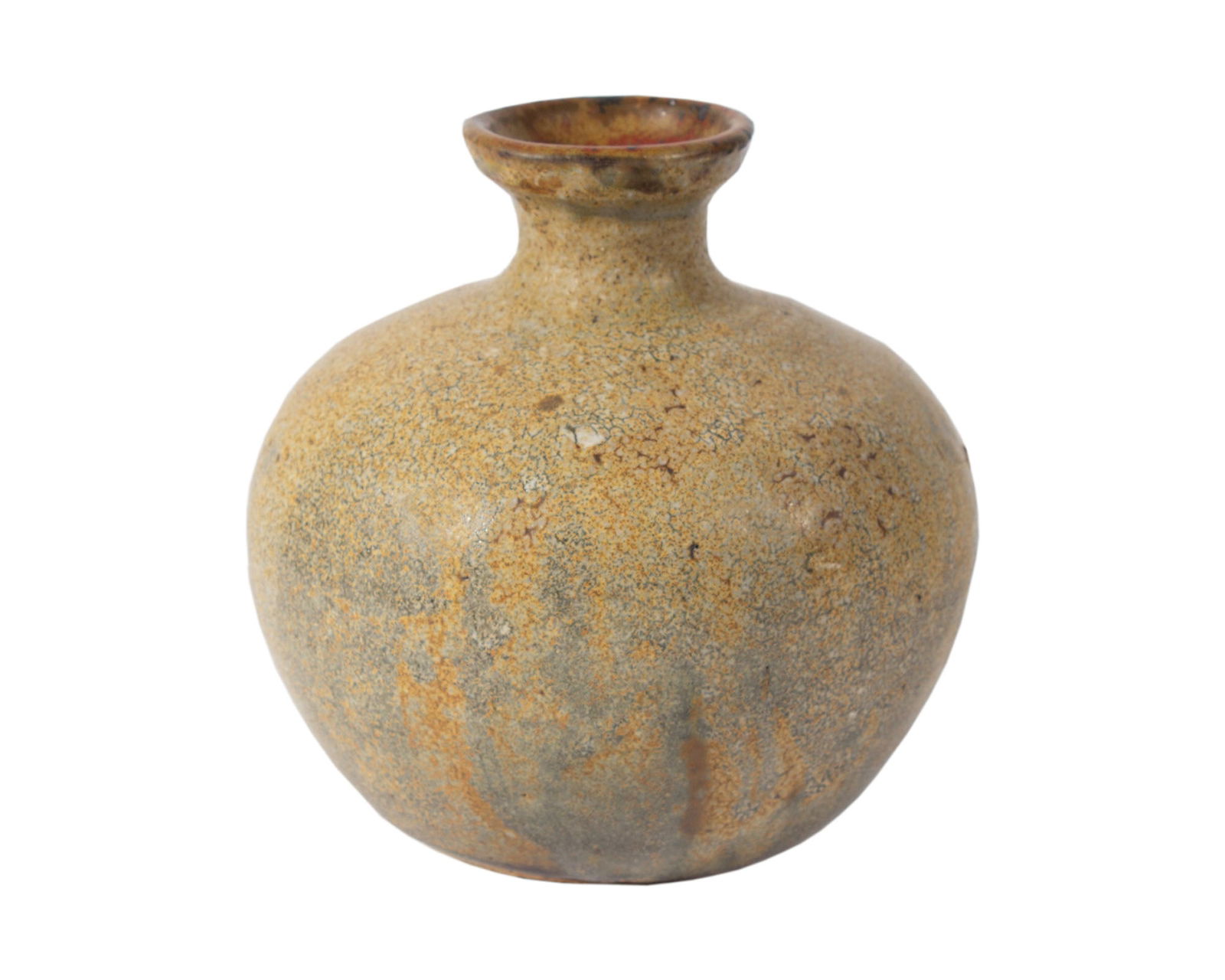 Margaret Hoffman Studio Pottery Stoneware Vase: Stoneware studio pottery vase by Margaret Hoffman. Initialed to underside. Measurements: 6" W x 6" H x 6" D. In house shipping available.